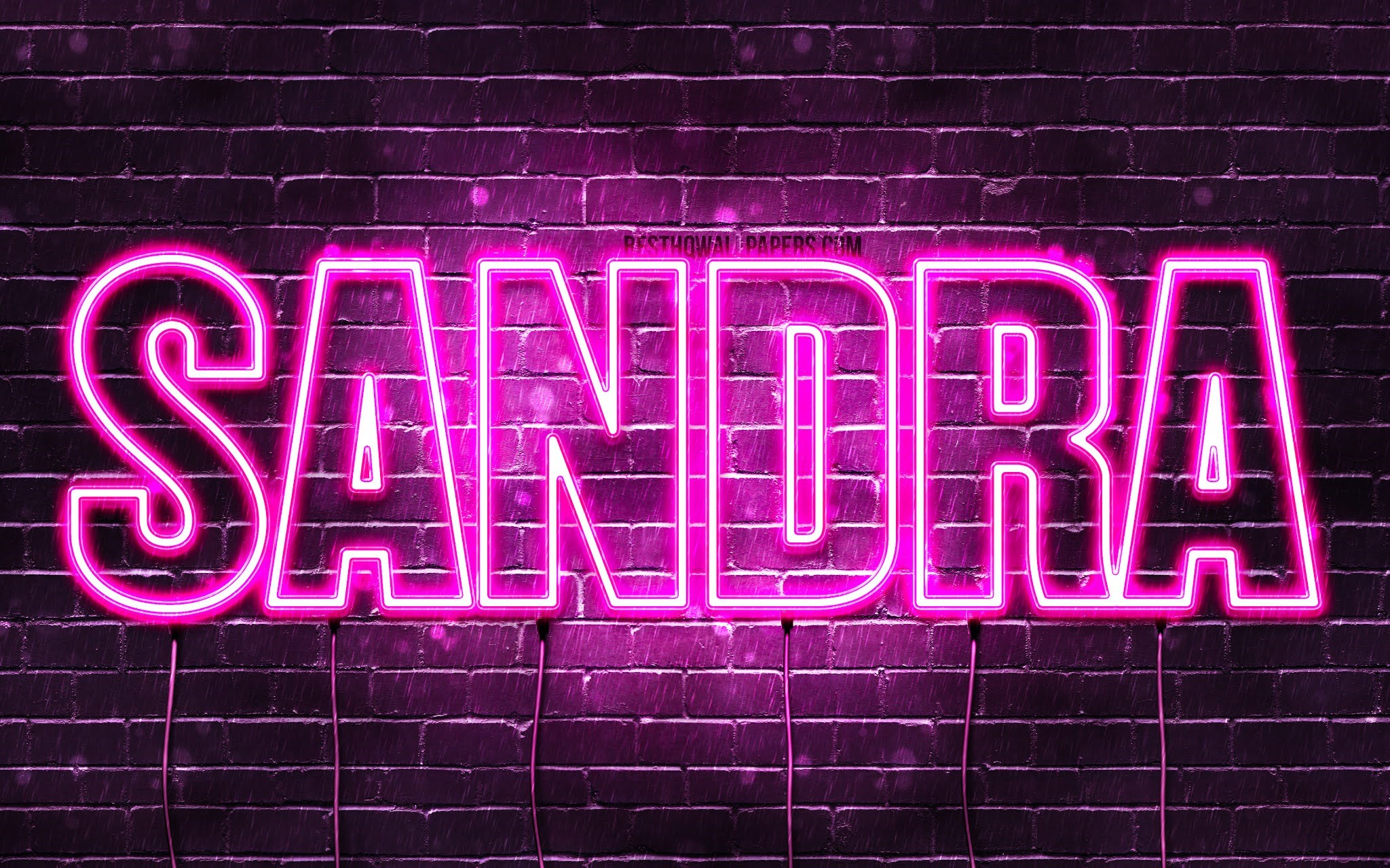 Sandra neon sign on brick wall HD Wallpaper