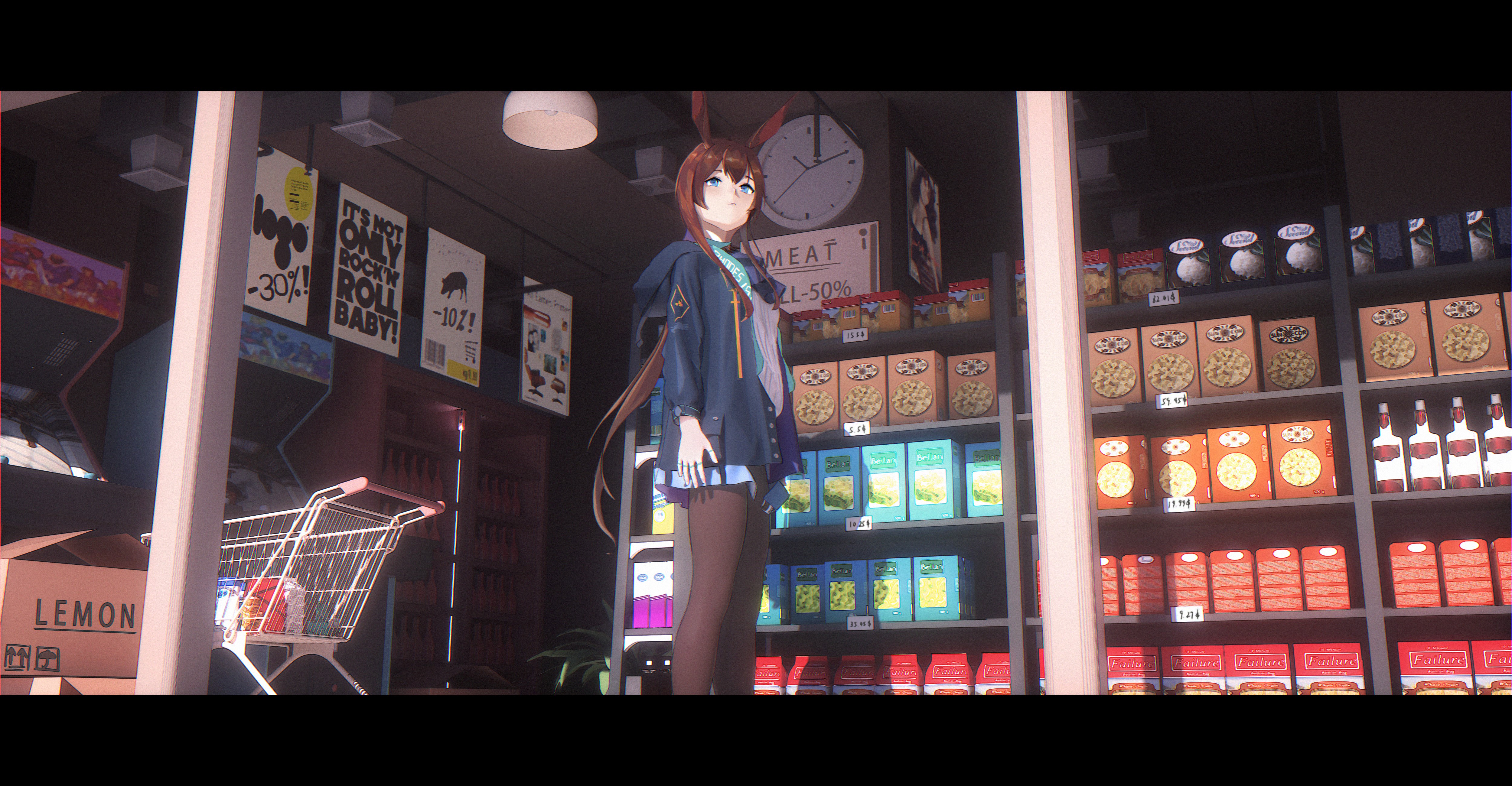 Amiya from Arknights in a supermarket HD Wallpaper