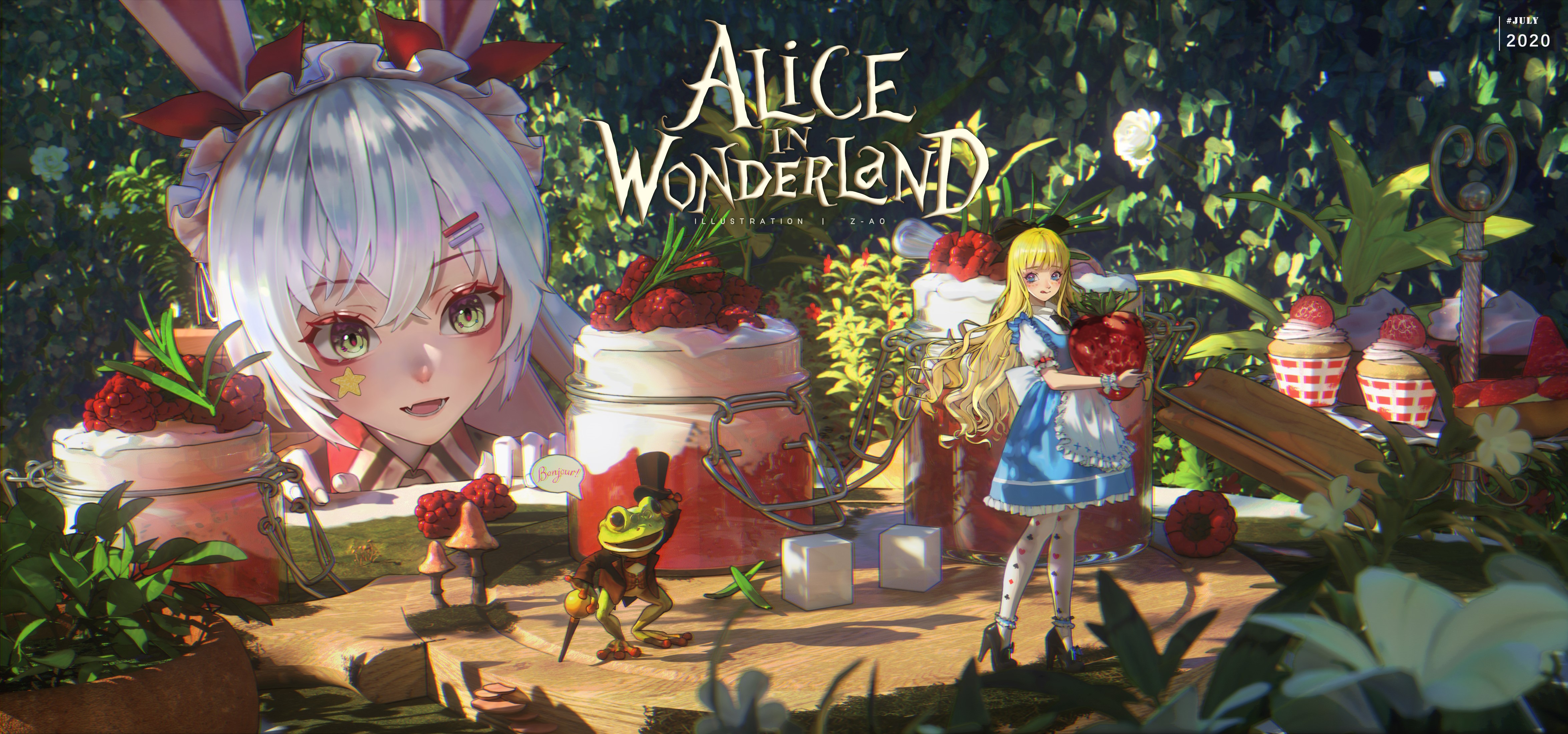 Alice in Wonderland 4K Illustration by Z-AO HD Wallpaper