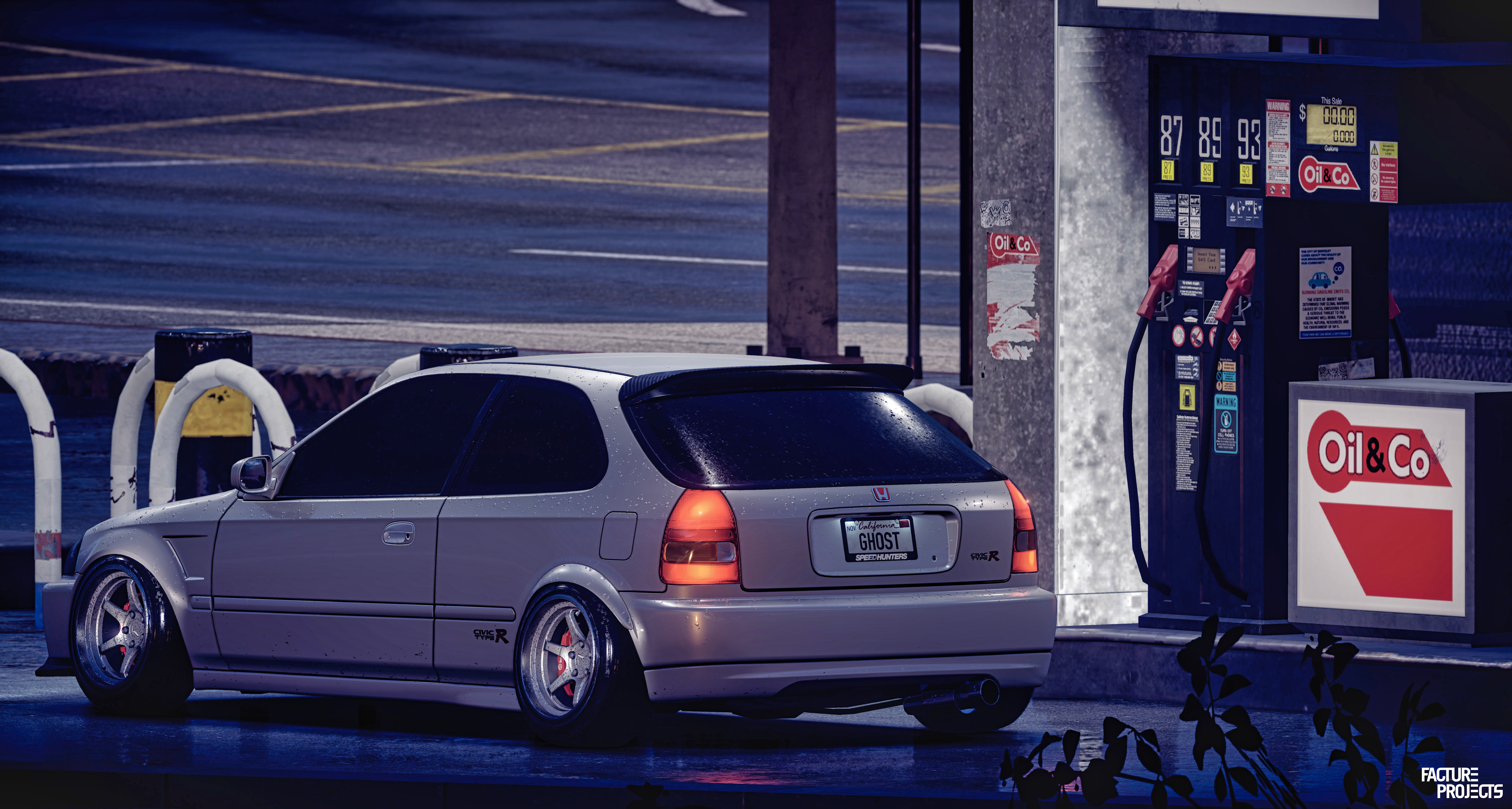 Honda Civic Type R at a gas station in Need for Speed HD Wallpaper