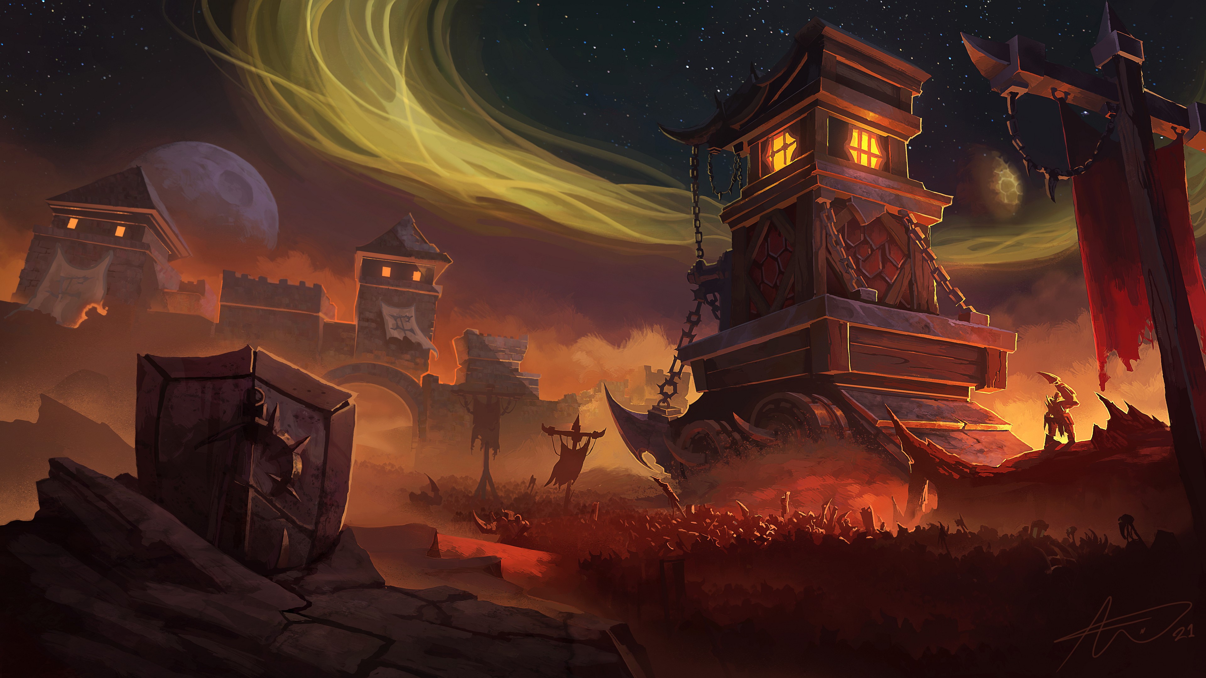 4K World of Warcraft artwork landscape HD Wallpaper