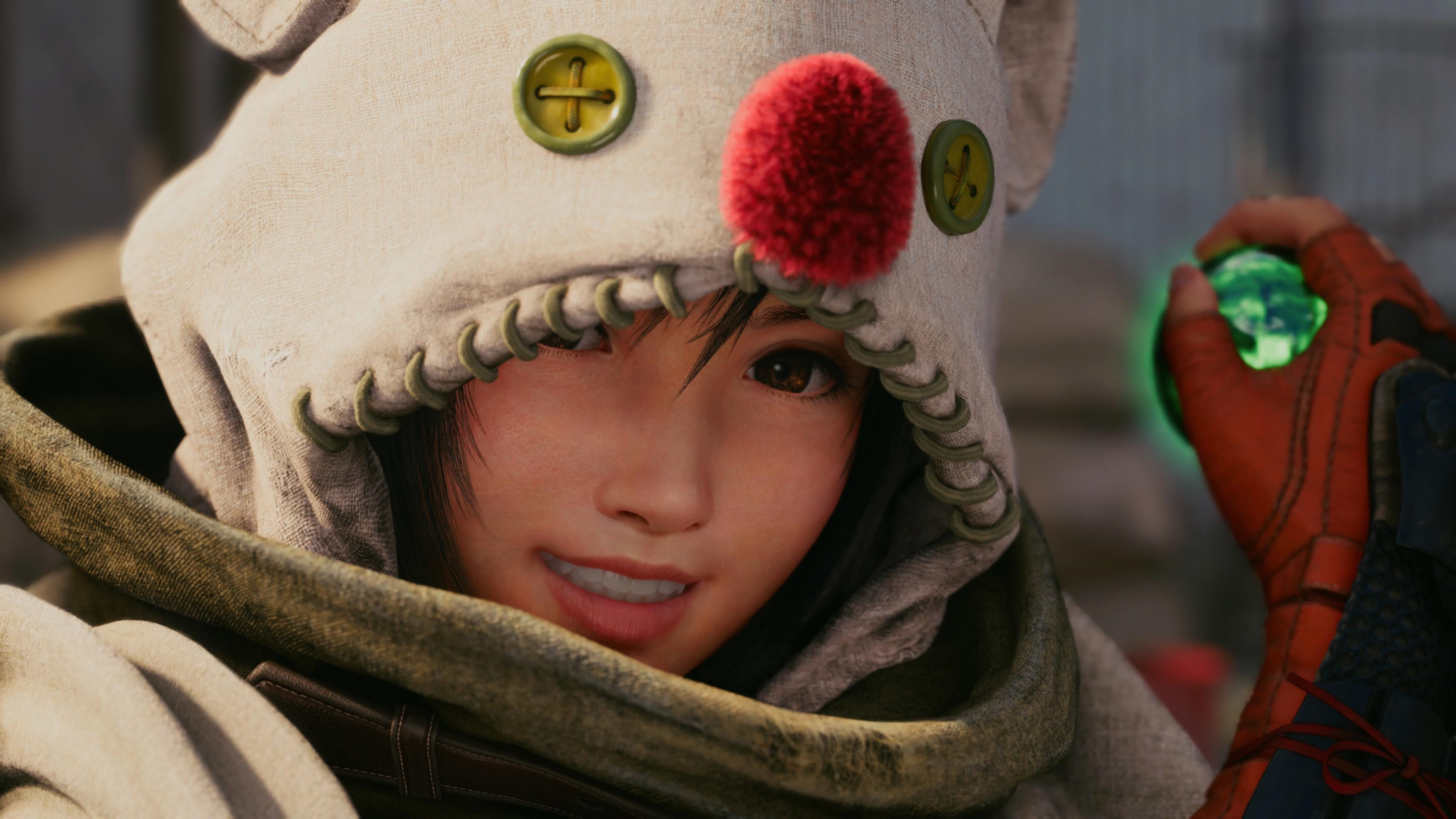 Yuffie Kisaragi from Final Fantasy VII Remake with Moogle hat HD Wallpaper