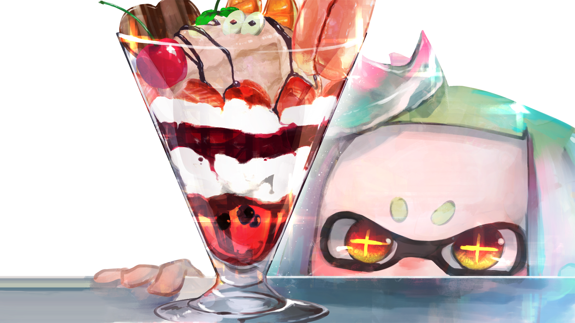Splatoon 2 Character Eyeing Ice Cream HD Wallpaper