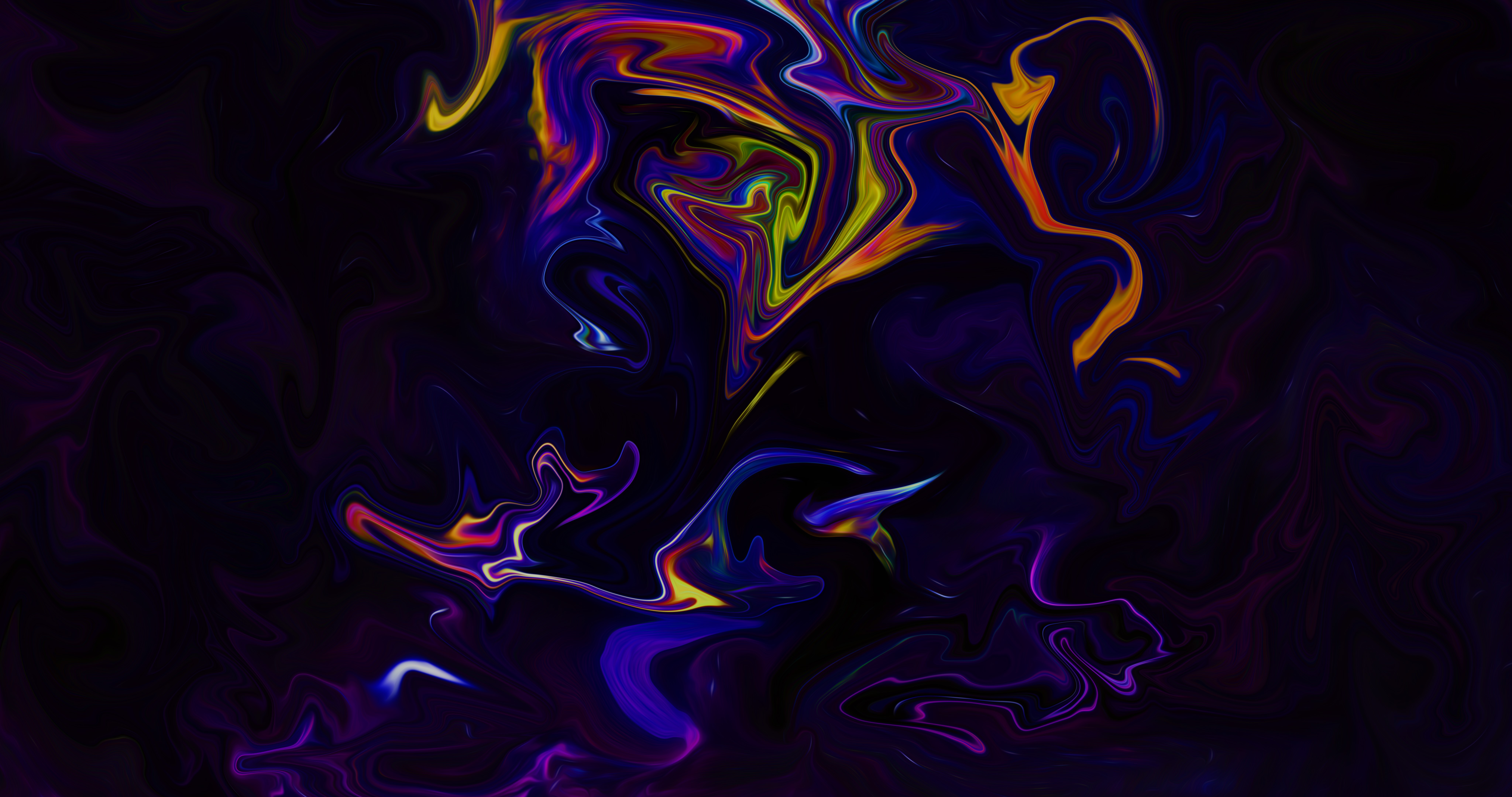 Abstract colorful fluid shapes on dark background HD Wallpaper