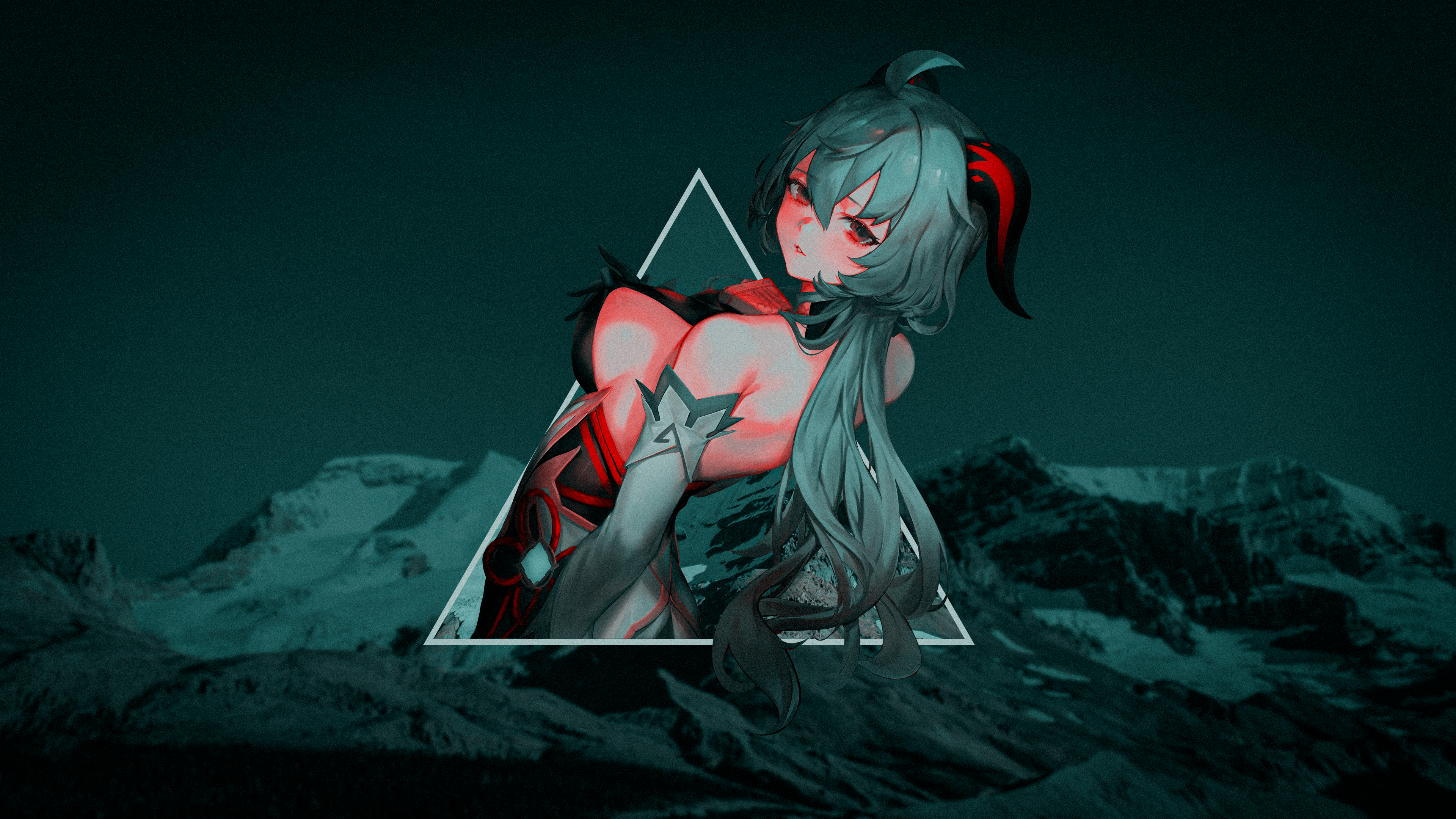 Ganyu from Genshin Impact with Mountains HD Wallpaper