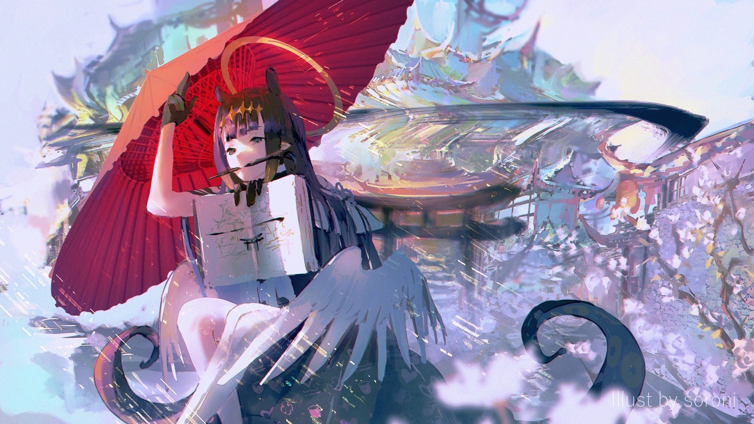 Ninomae Ina from Hololive with an umbrella HD Wallpaper