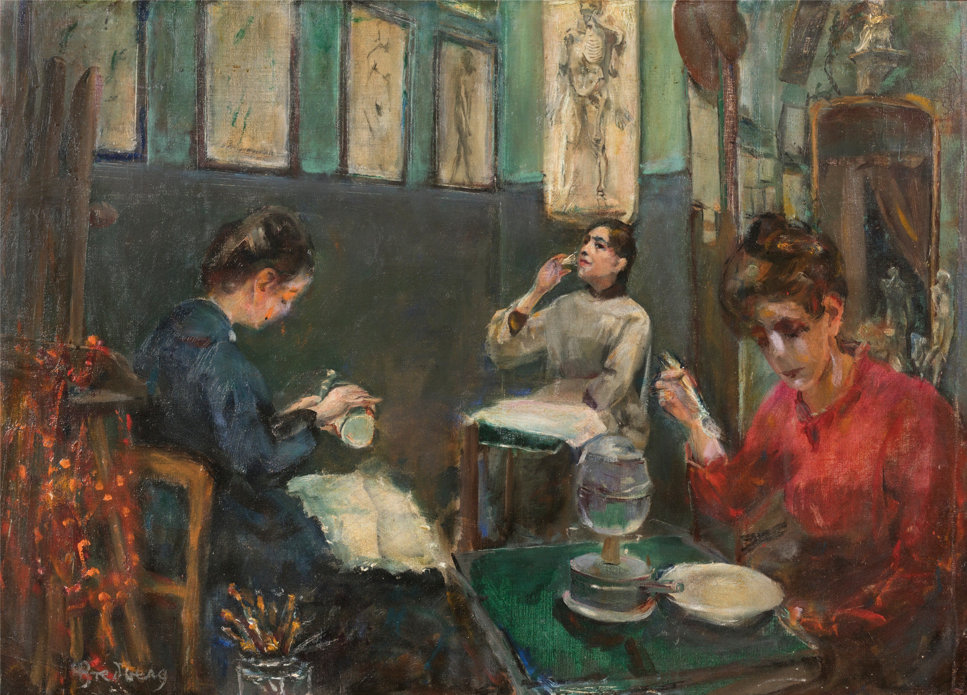 Women in an art studio by Mina Carlson-Bredberg HD Wallpaper