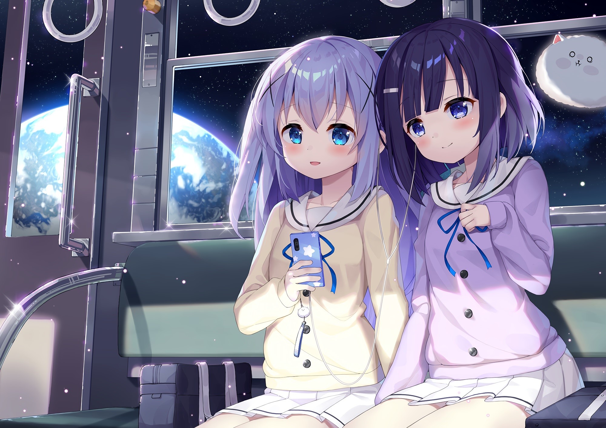 Gochuumon wa Usagi Desu ka? Anime Girls in School Uniforms HD Wallpaper