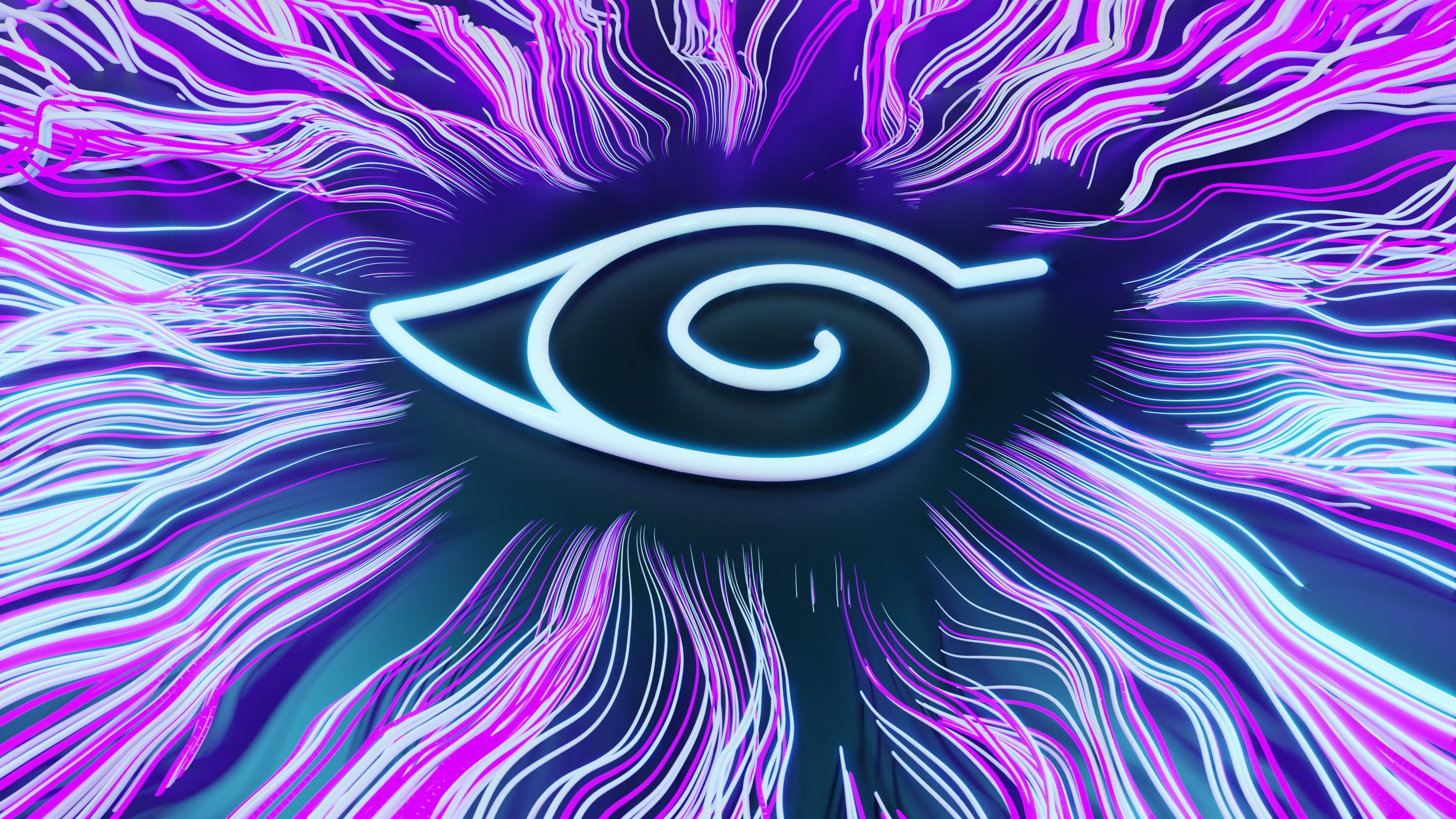 Naruto Sharingan eye with abstract neon lines HD Wallpaper