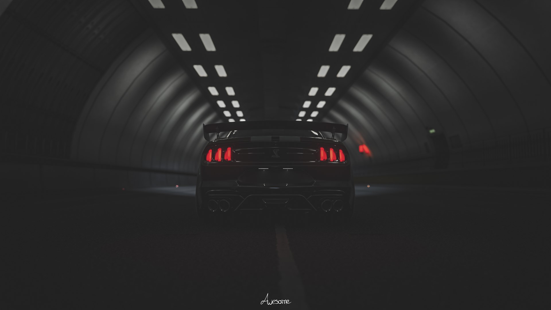 Ford Shelby GT500 in a dark tunnel HD Wallpaper