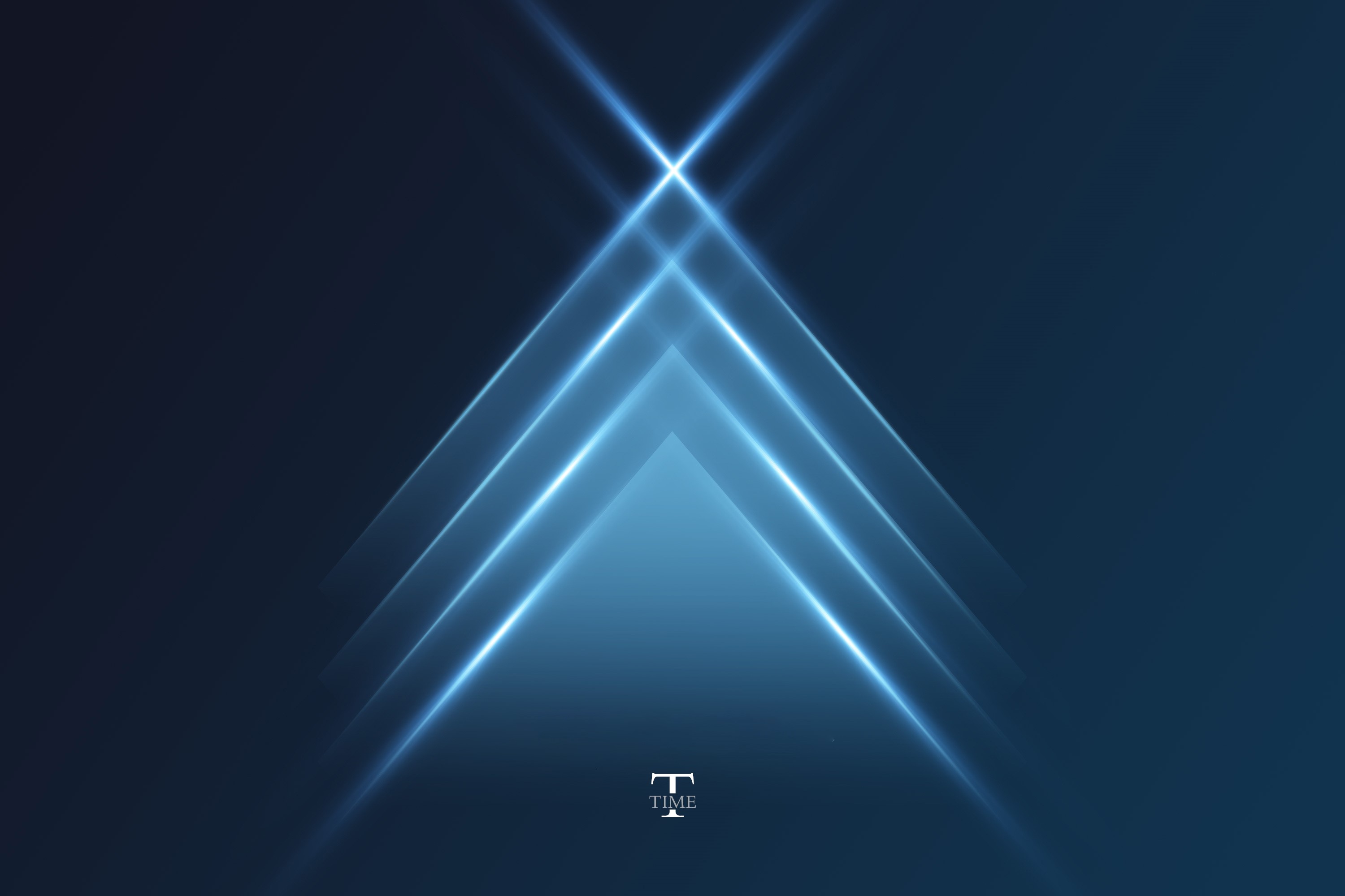 Abstract blue light streaks forming an upward arrow with "TIME" logo HD Wallpaper