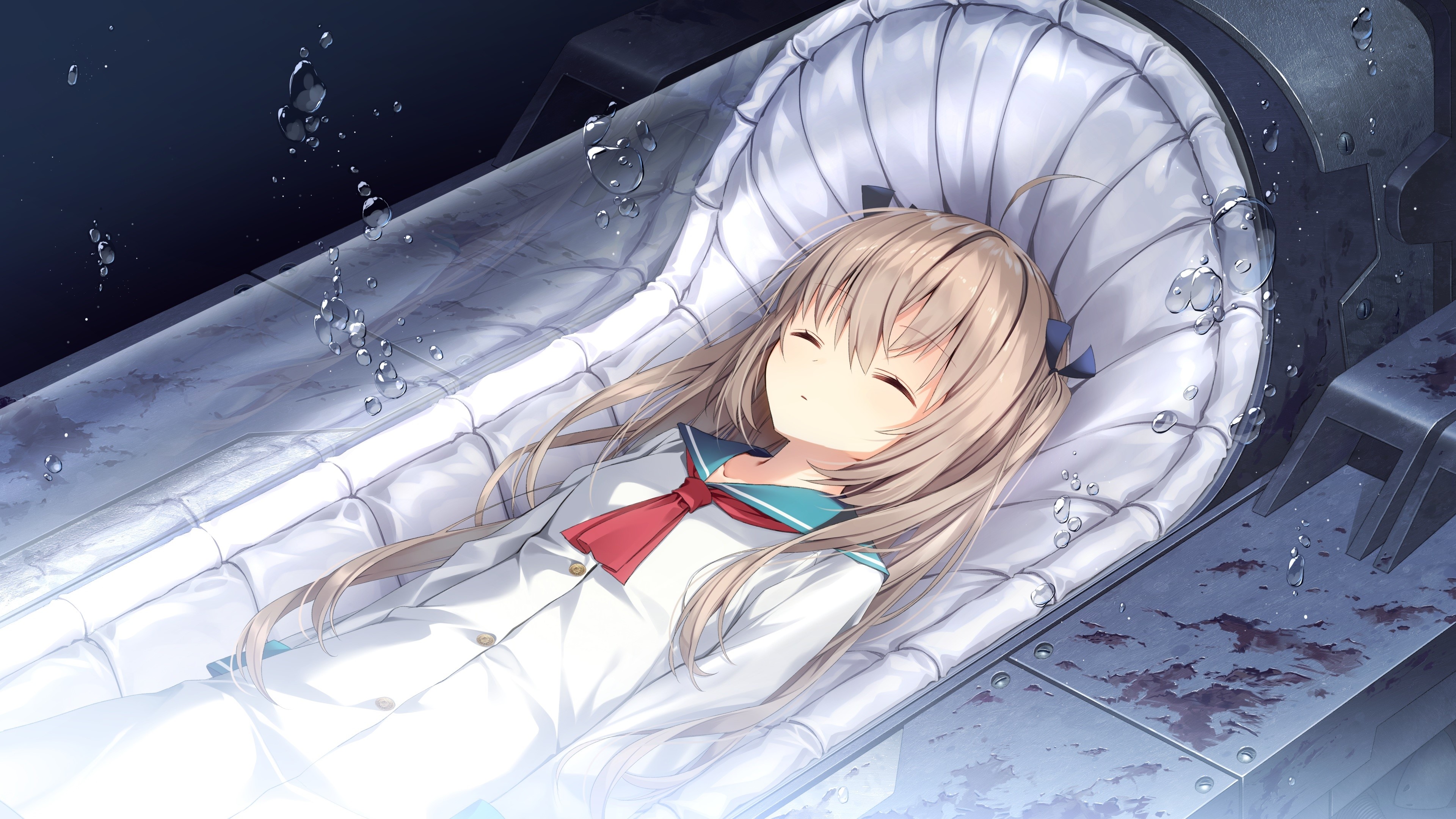 Yusano in a school uniform in a pod HD Wallpaper