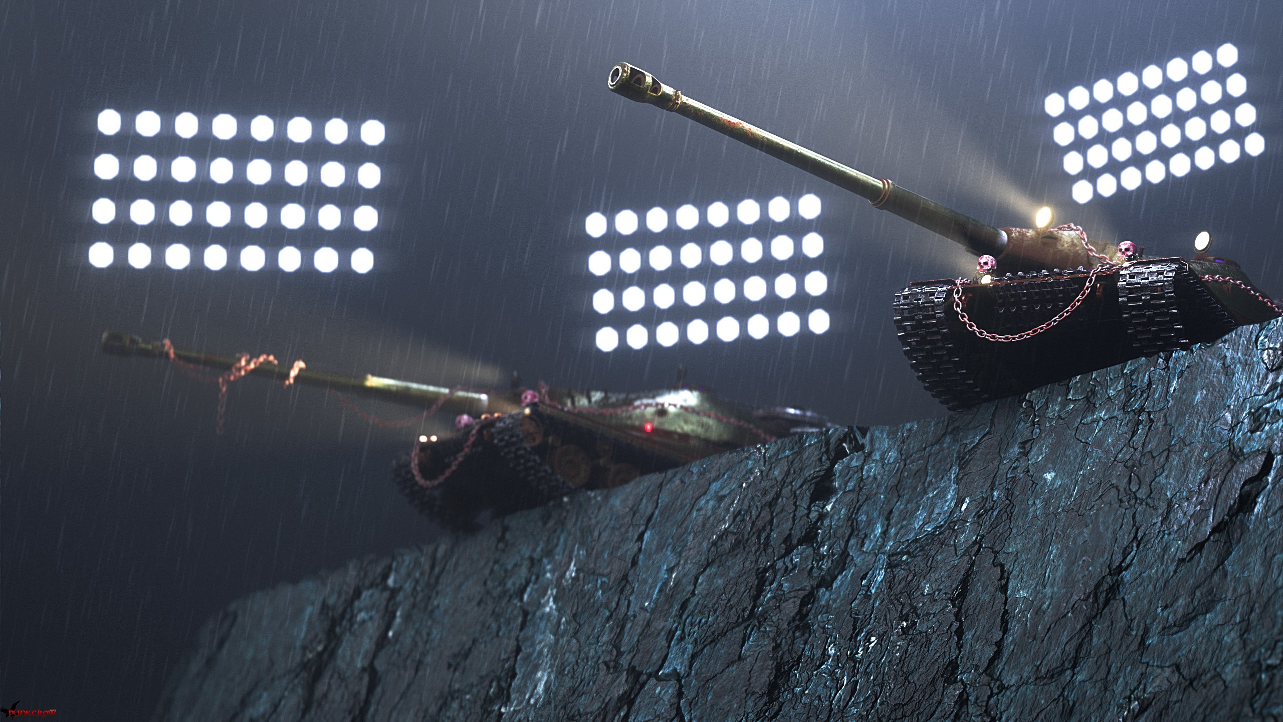 60TP The Marauder heavy tank on a cliff in the rain HD Wallpaper
