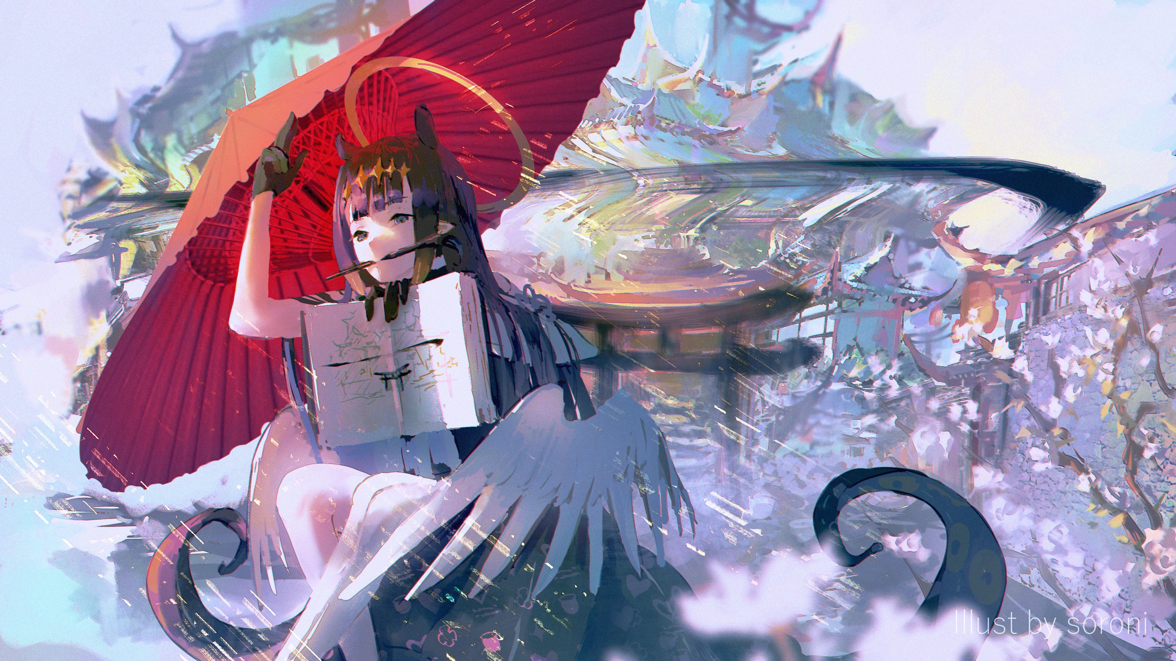 Ninomae Ina from Hololive holding a red umbrella HD Wallpaper