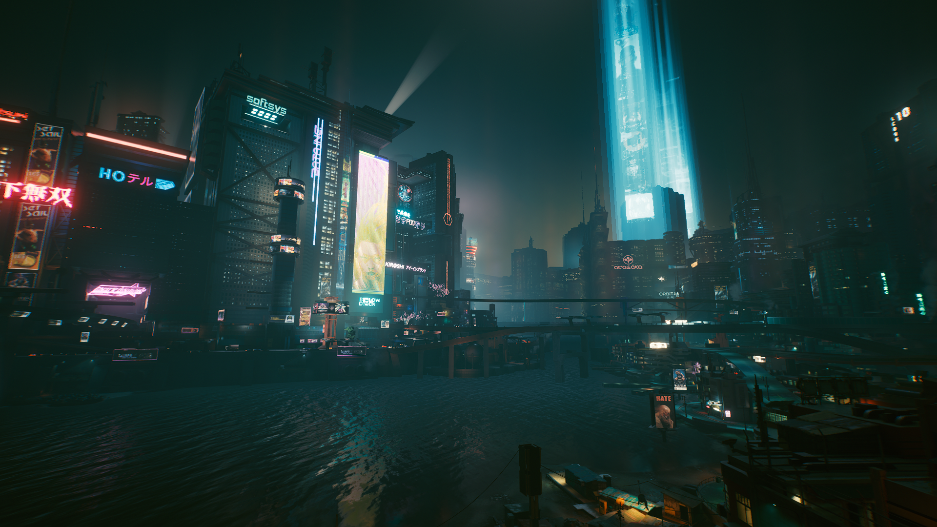 Cyberpunk 2077 Night City cityscape with neon lights HD Wallpaper