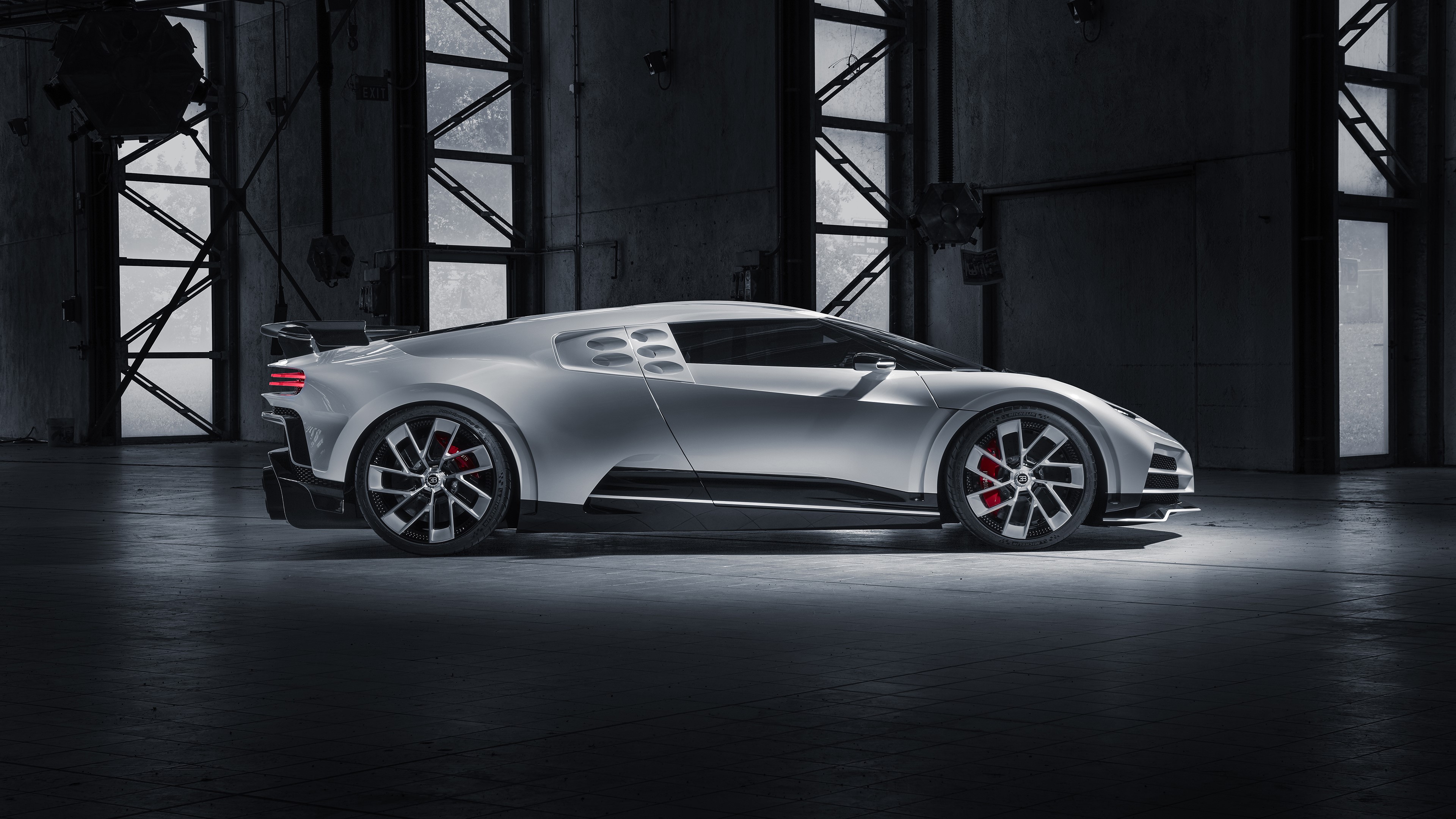 Bugatti Centodieci sports car in a warehouse HD Wallpaper