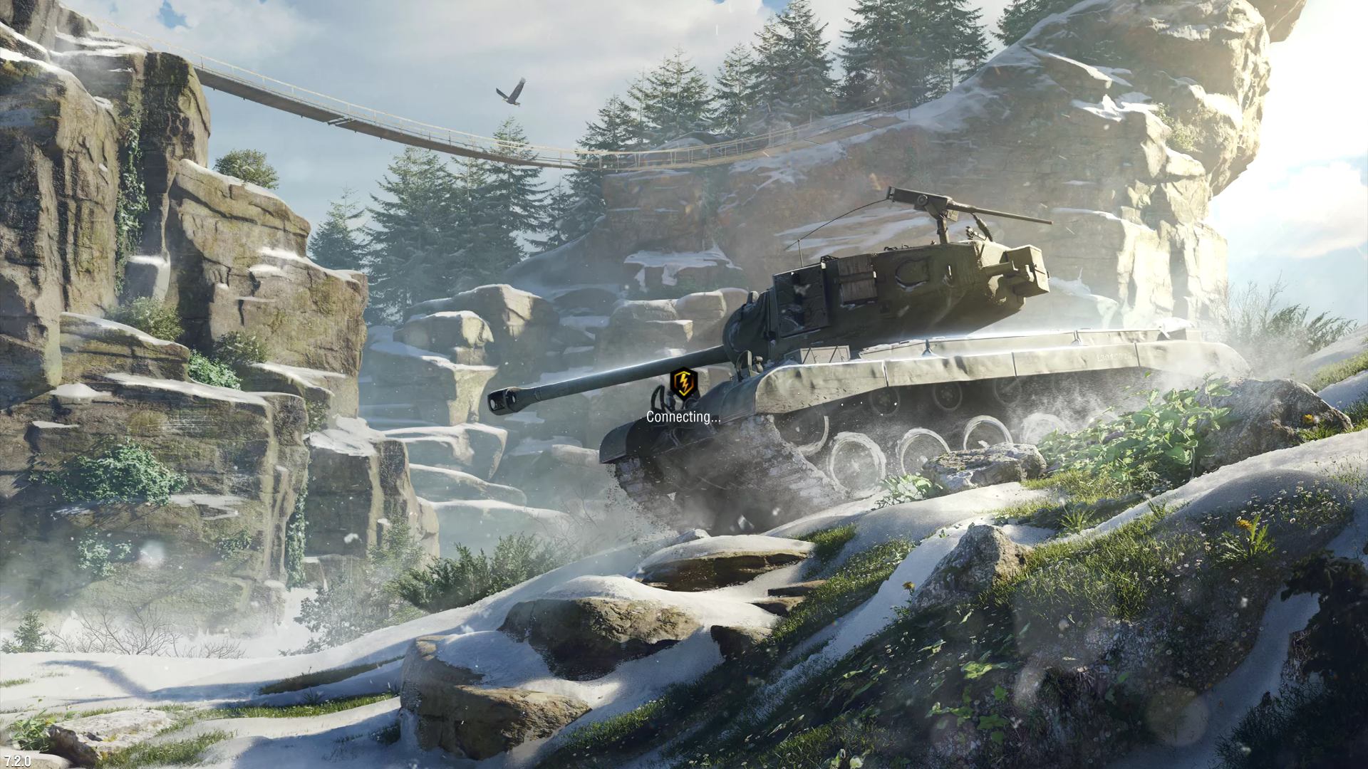 Tank in a snowy mountain landscape HD Wallpaper