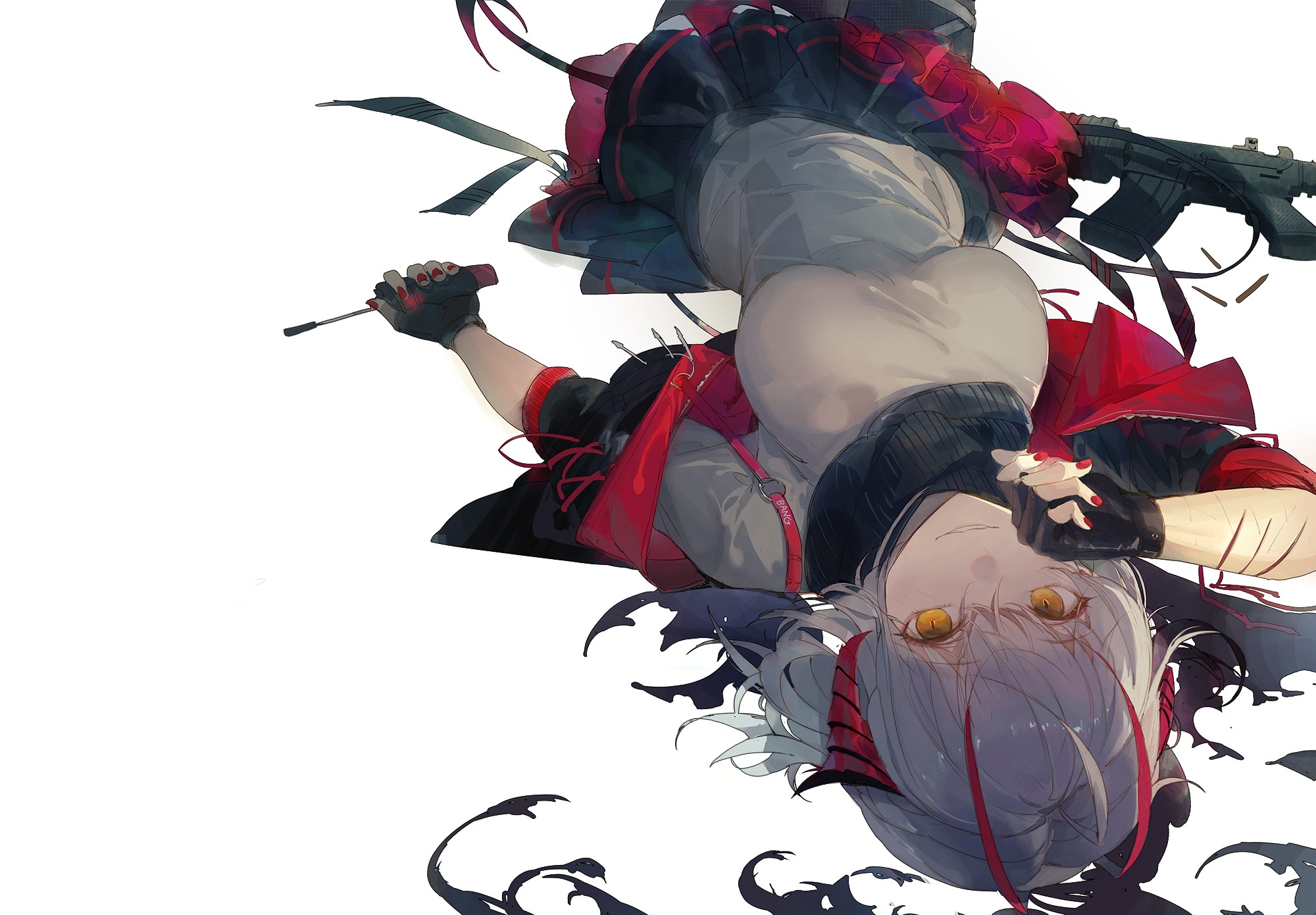 W from Arknights holding a weapon HD Wallpaper