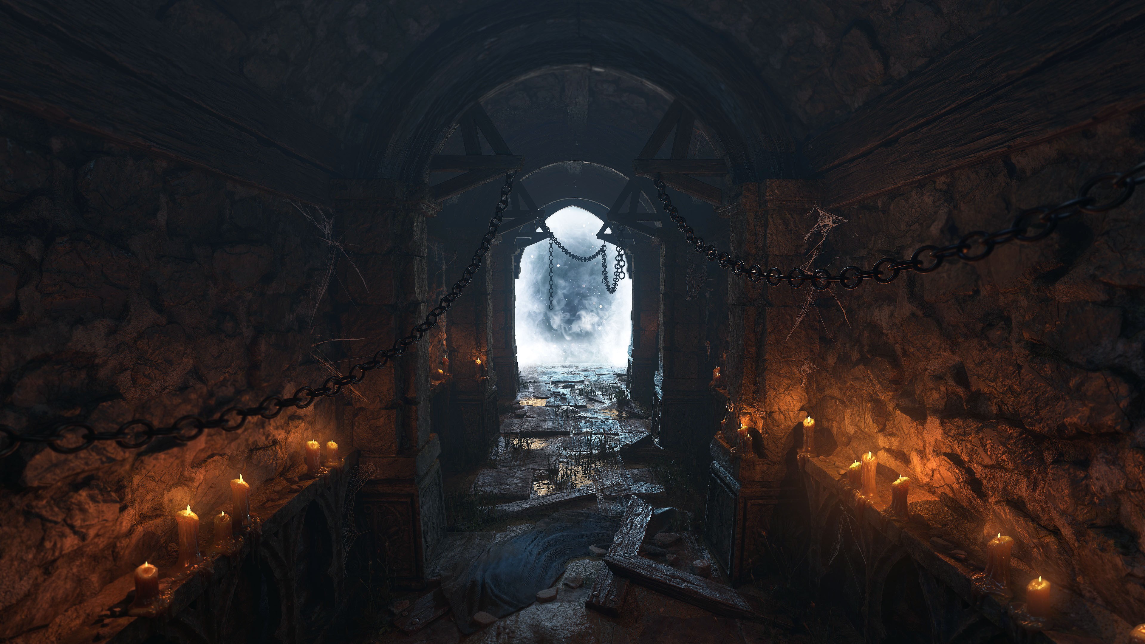 Fan art of a dark corridor from Demon's Souls HD Wallpaper