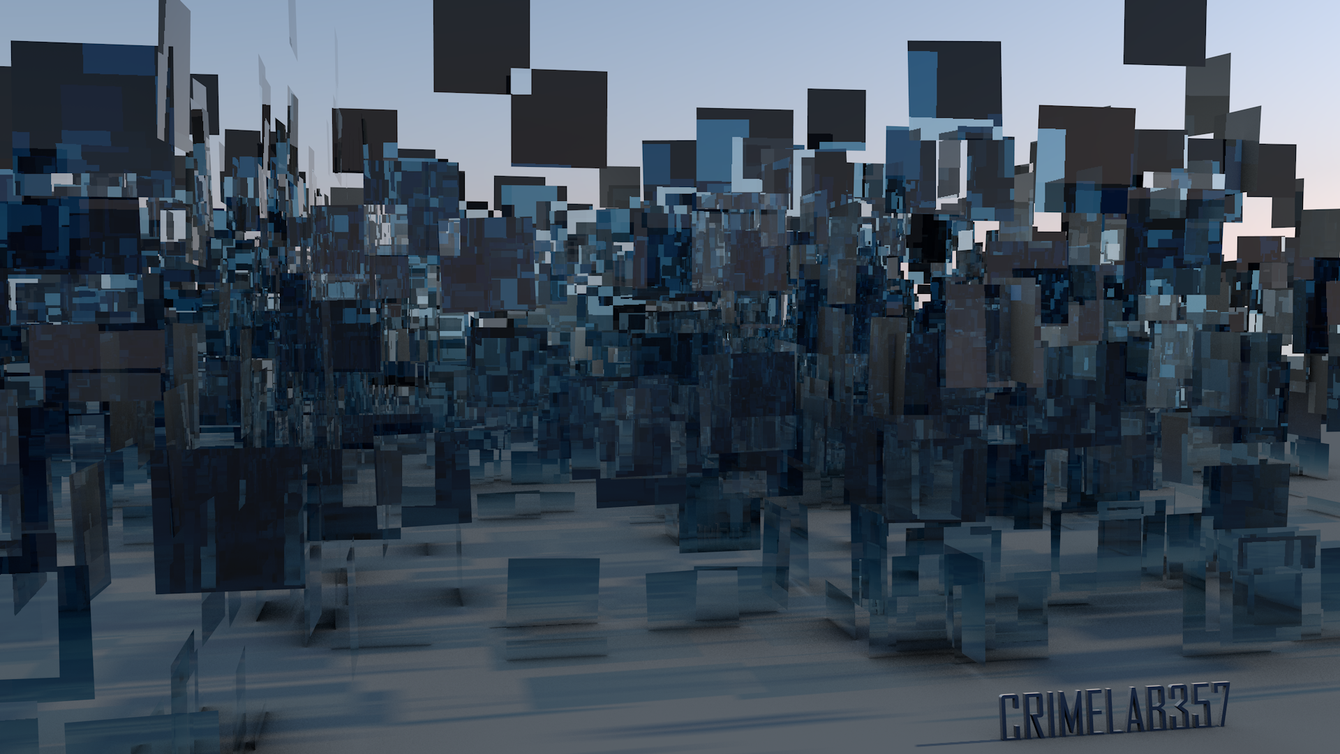 Abstract 3D digital art with blue cubes HD Wallpaper