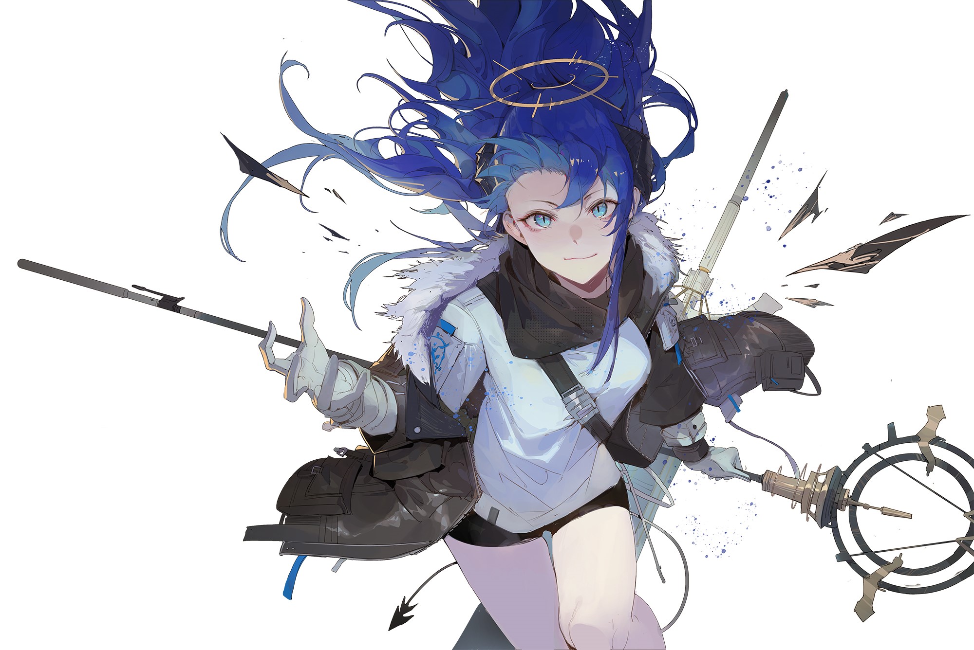 Mostima from Arknights with halo and staff HD Wallpaper
