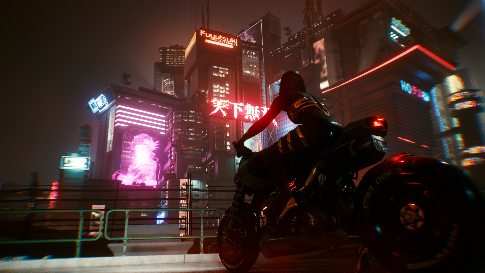 Female V riding a motorcycle in Cyberpunk 2077 HD Wallpaper