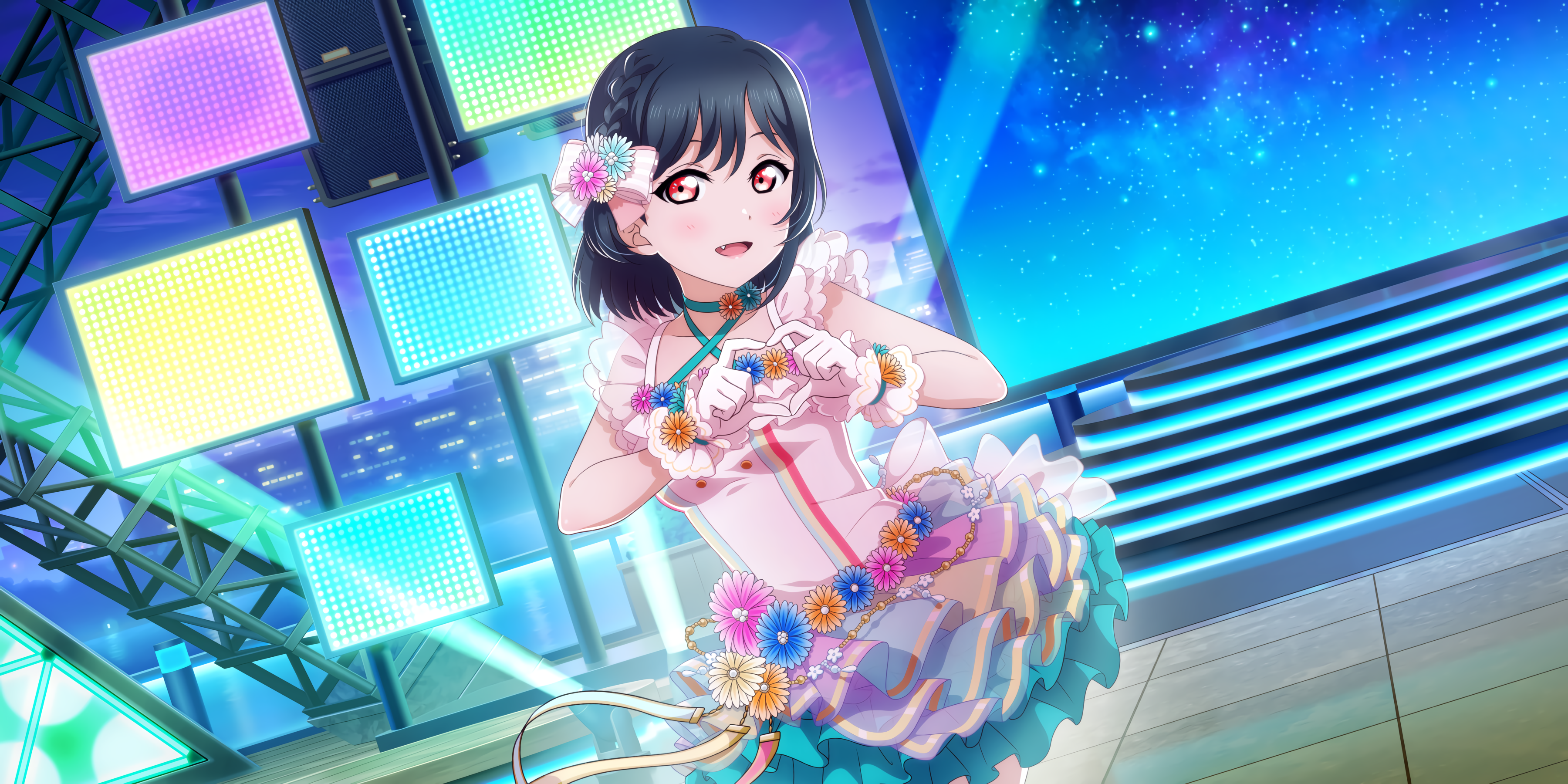 Anime girl from Love Live! Series on stage HD Wallpaper