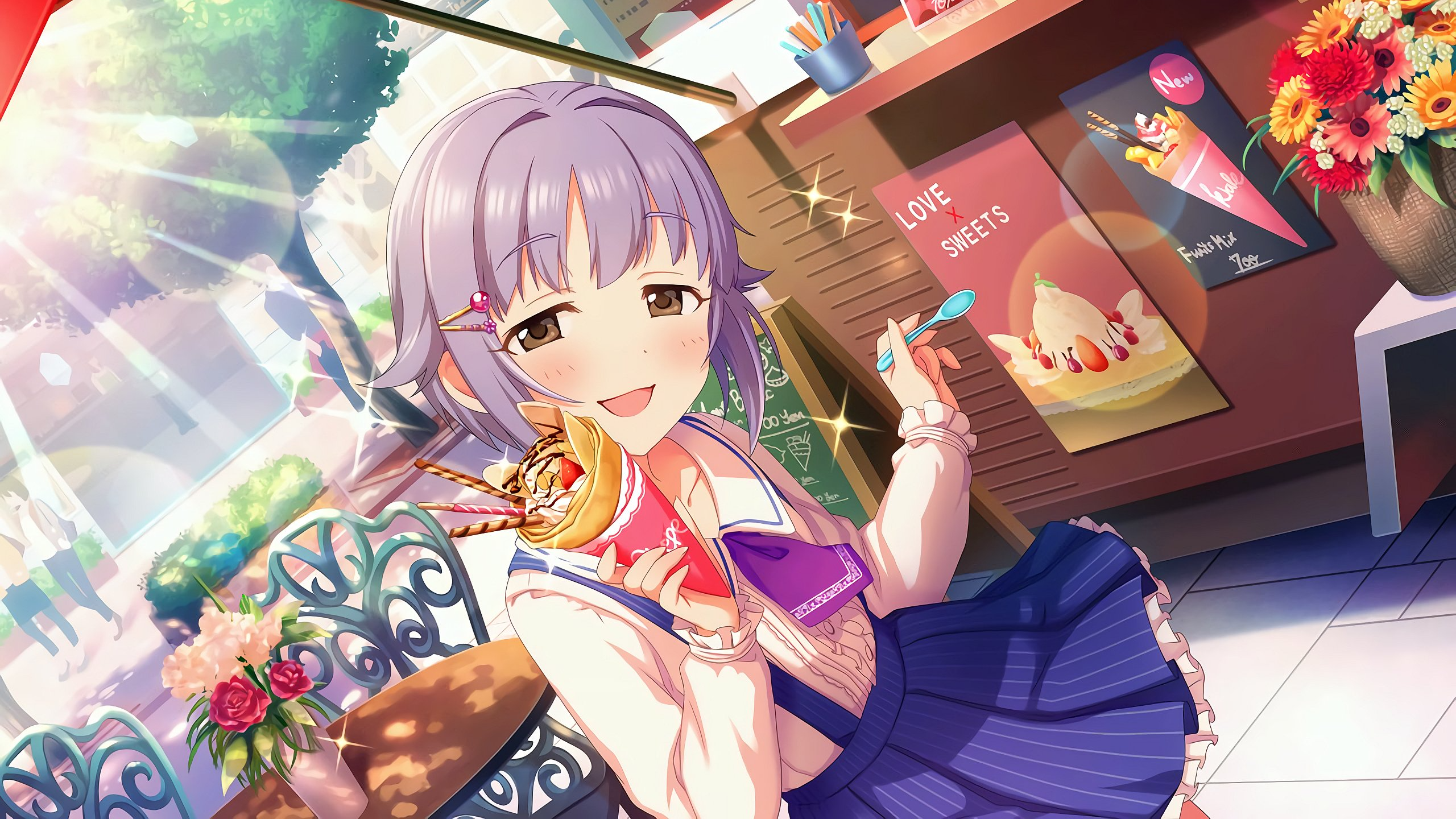 Koshimizu Sachiko eating a crepe HD Wallpaper