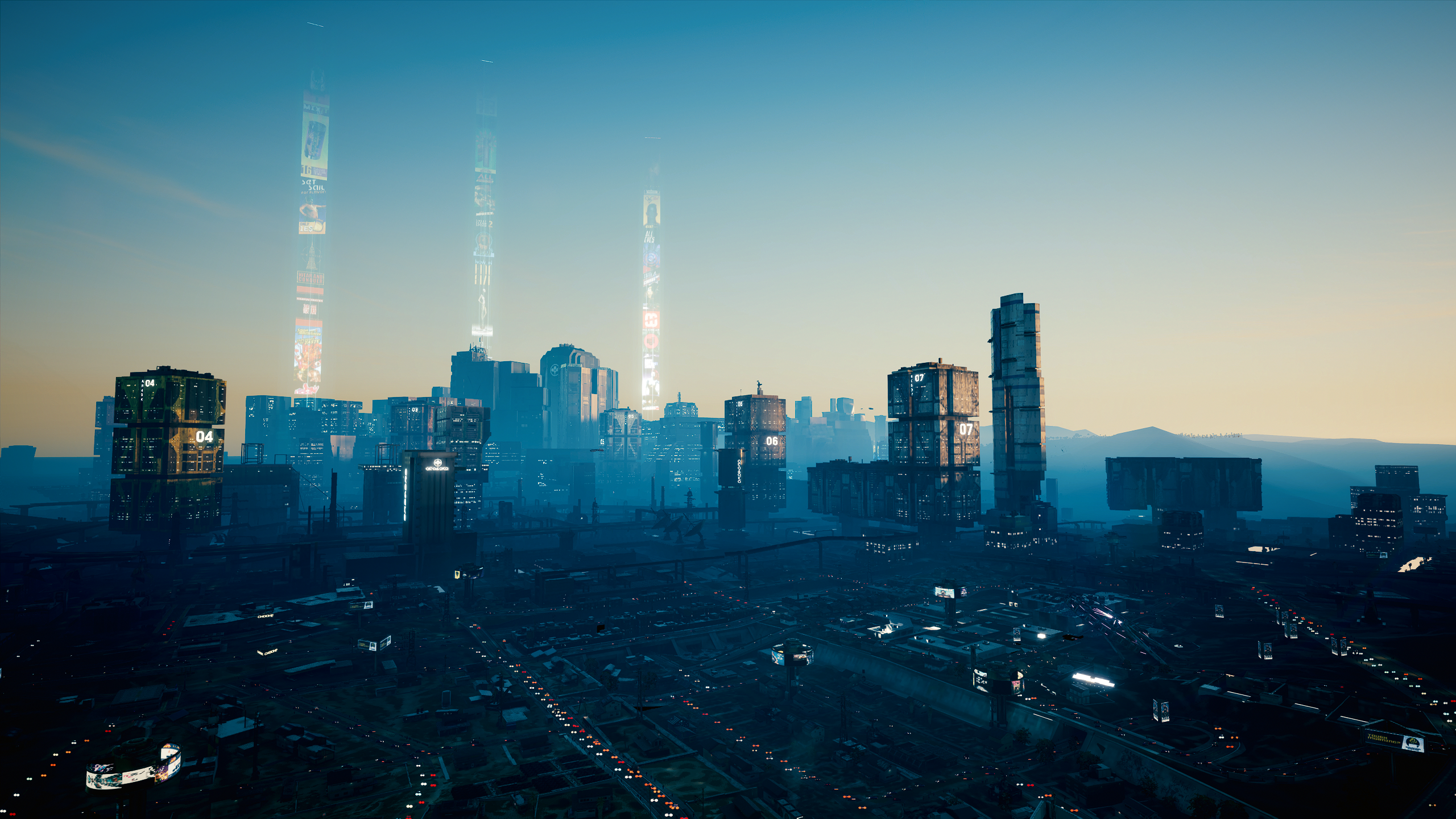 Cyberpunk 2077 cityscape with futuristic skyscrapers HD Wallpaper