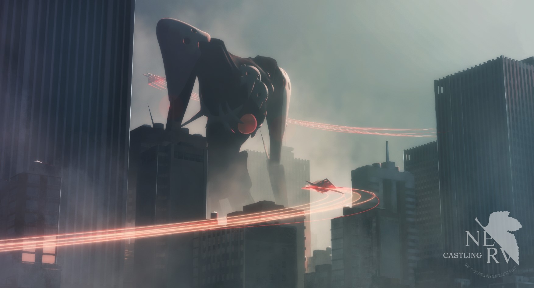 Sachiel from Neon Genesis Evangelion in a city HD Wallpaper