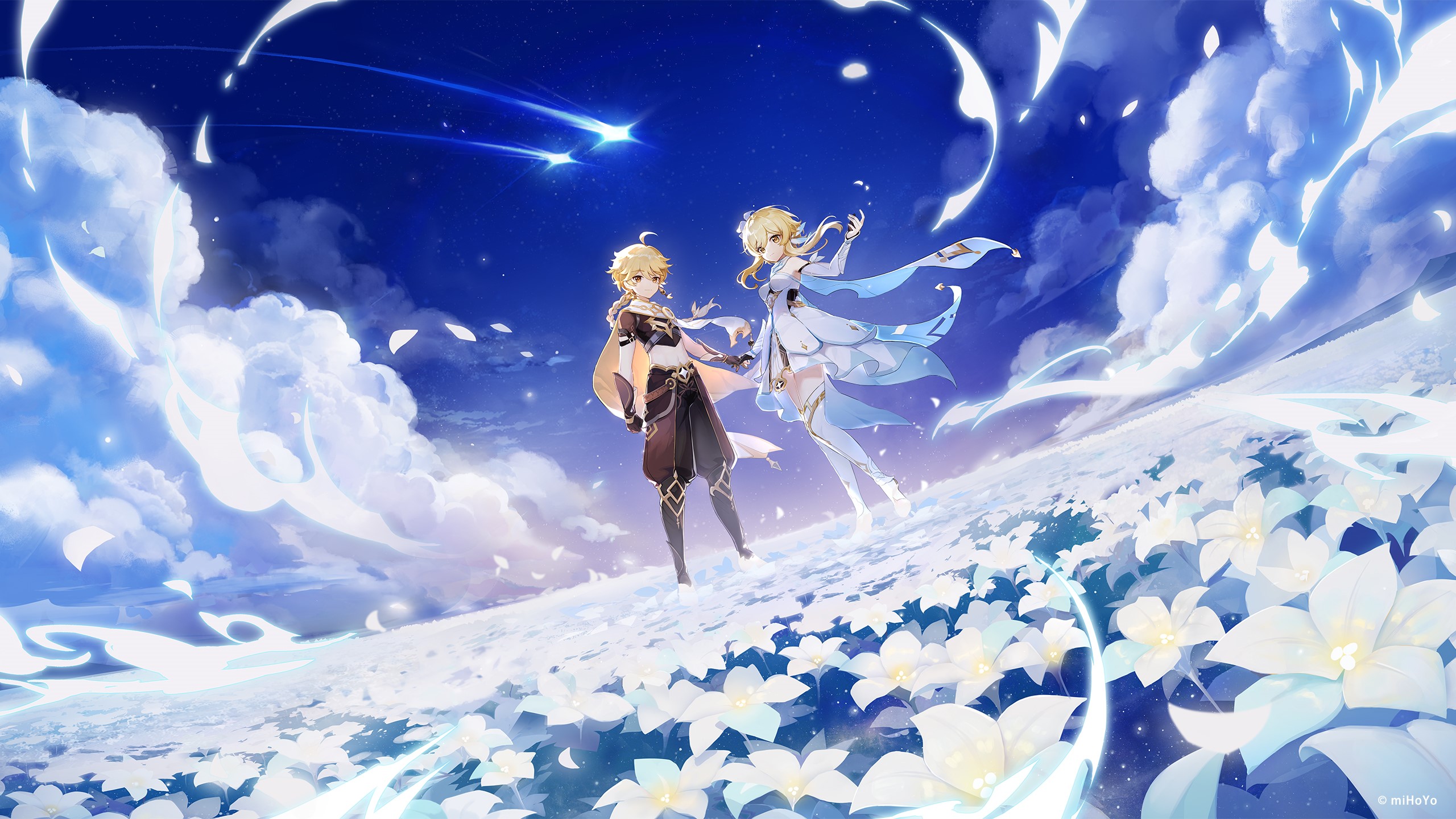 Aether and Lumine from Genshin Impact HD Wallpaper