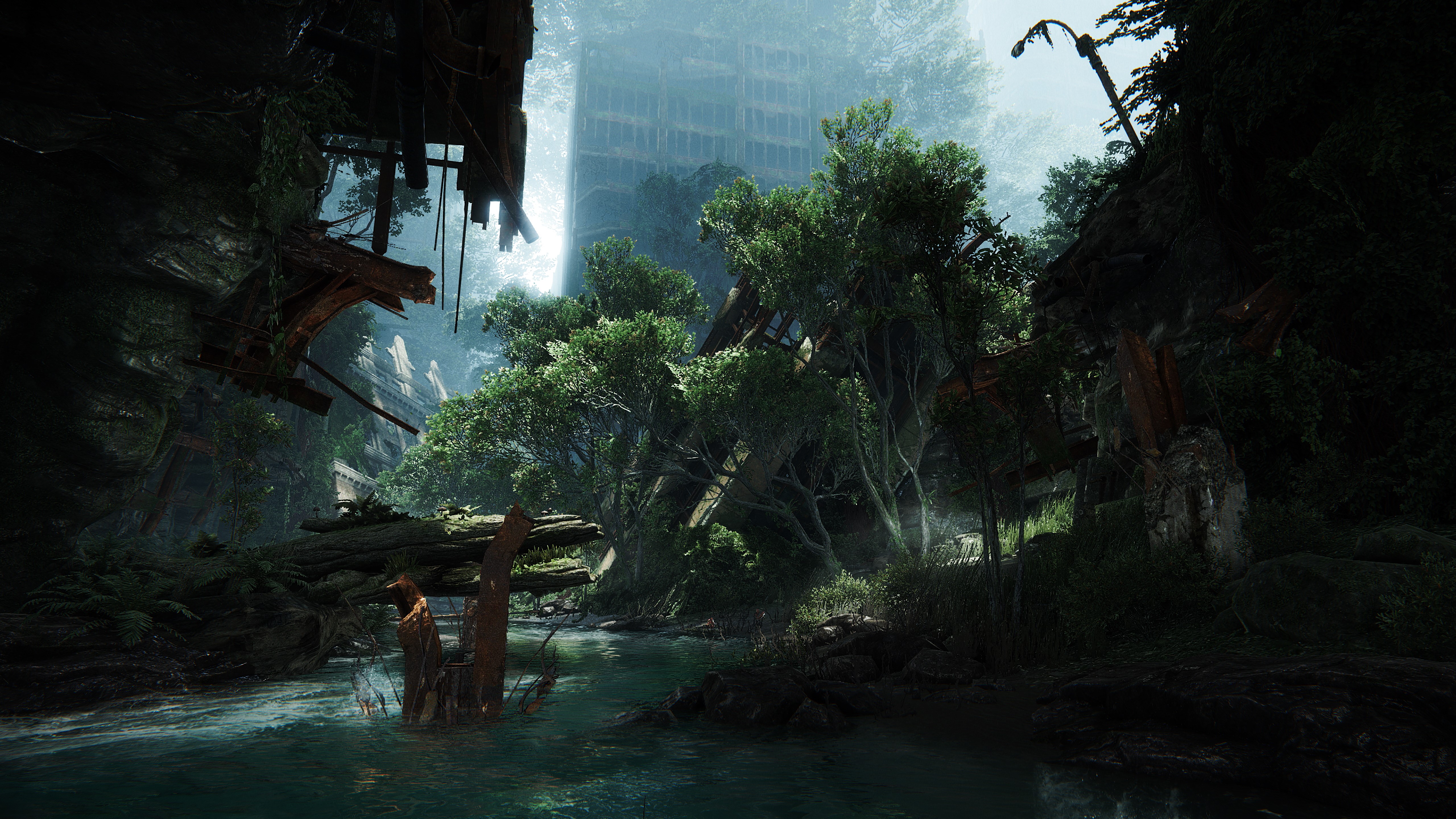 Crysis 3 4K screenshot of overgrown ruins HD Wallpaper