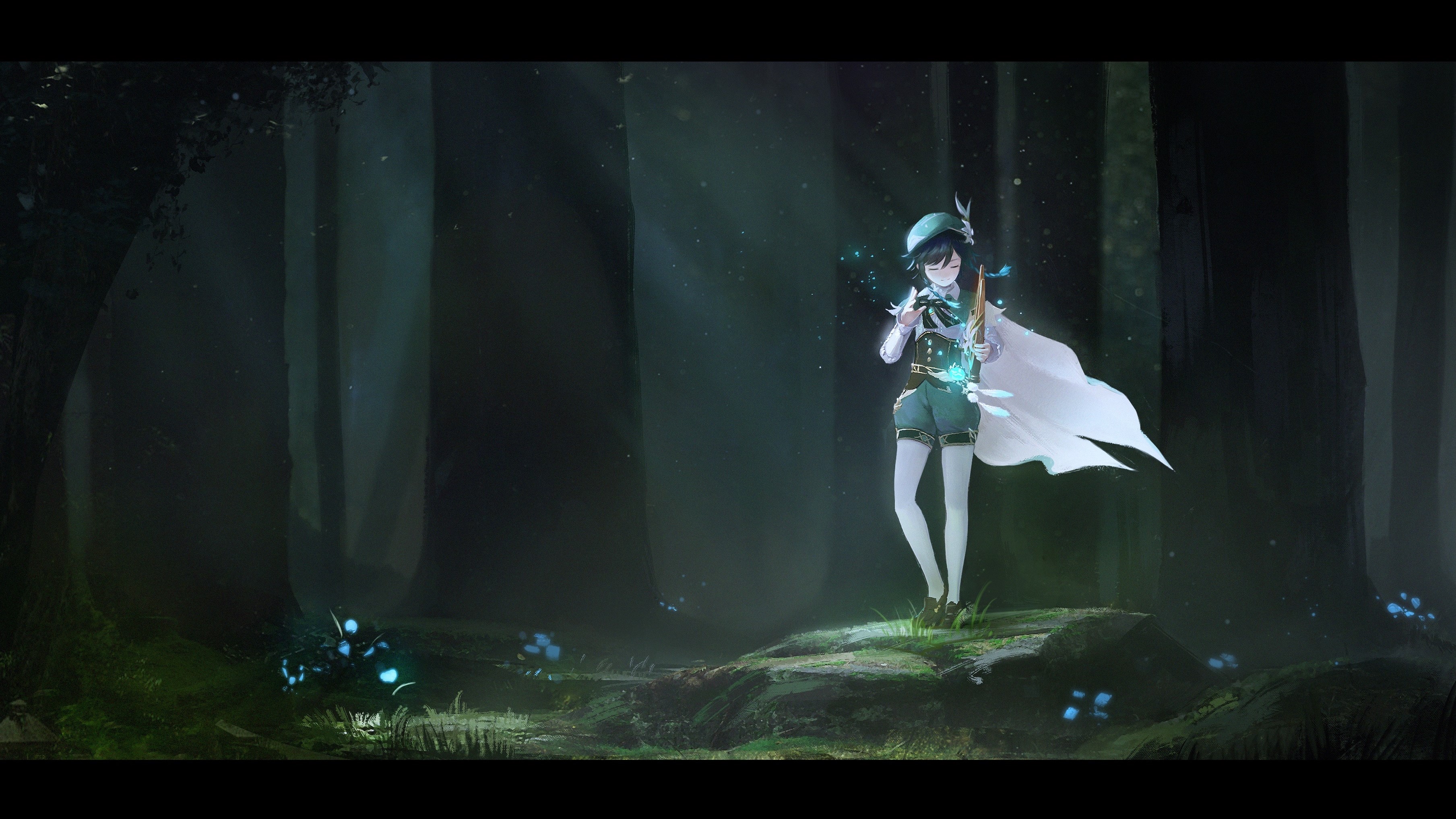 Venti from Genshin Impact in a forest HD Wallpaper