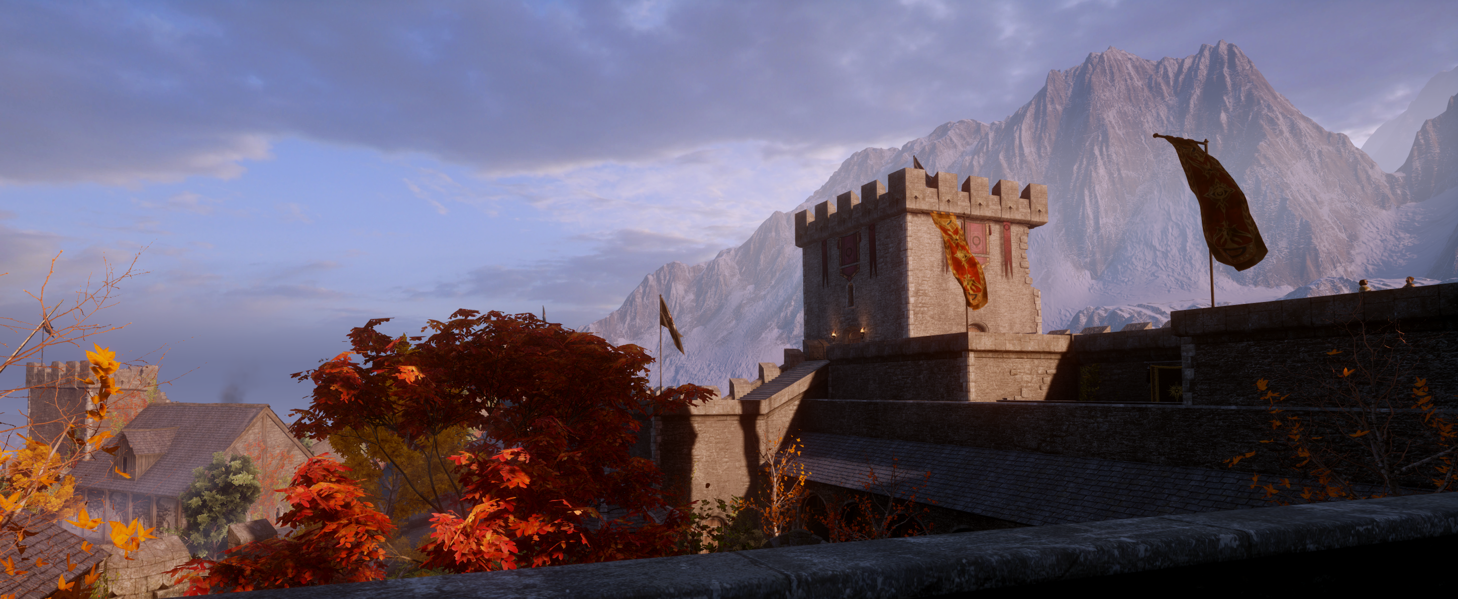 Castle and mountains in Dragon Age Inquisition HD Wallpaper