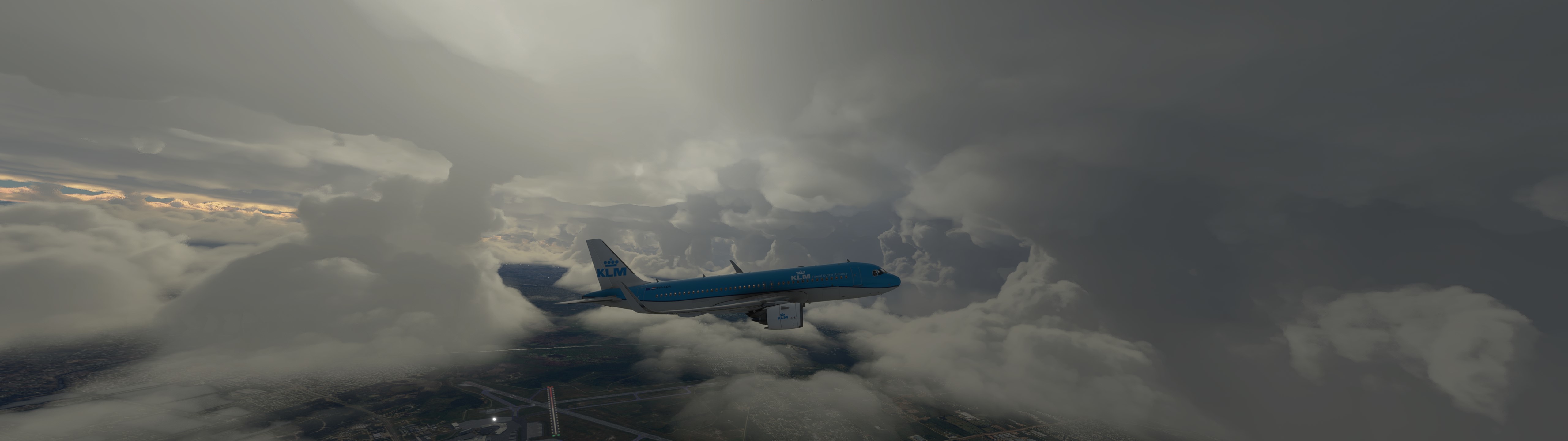 KLM Airbus A320 flying through clouds in 4K HD Wallpaper