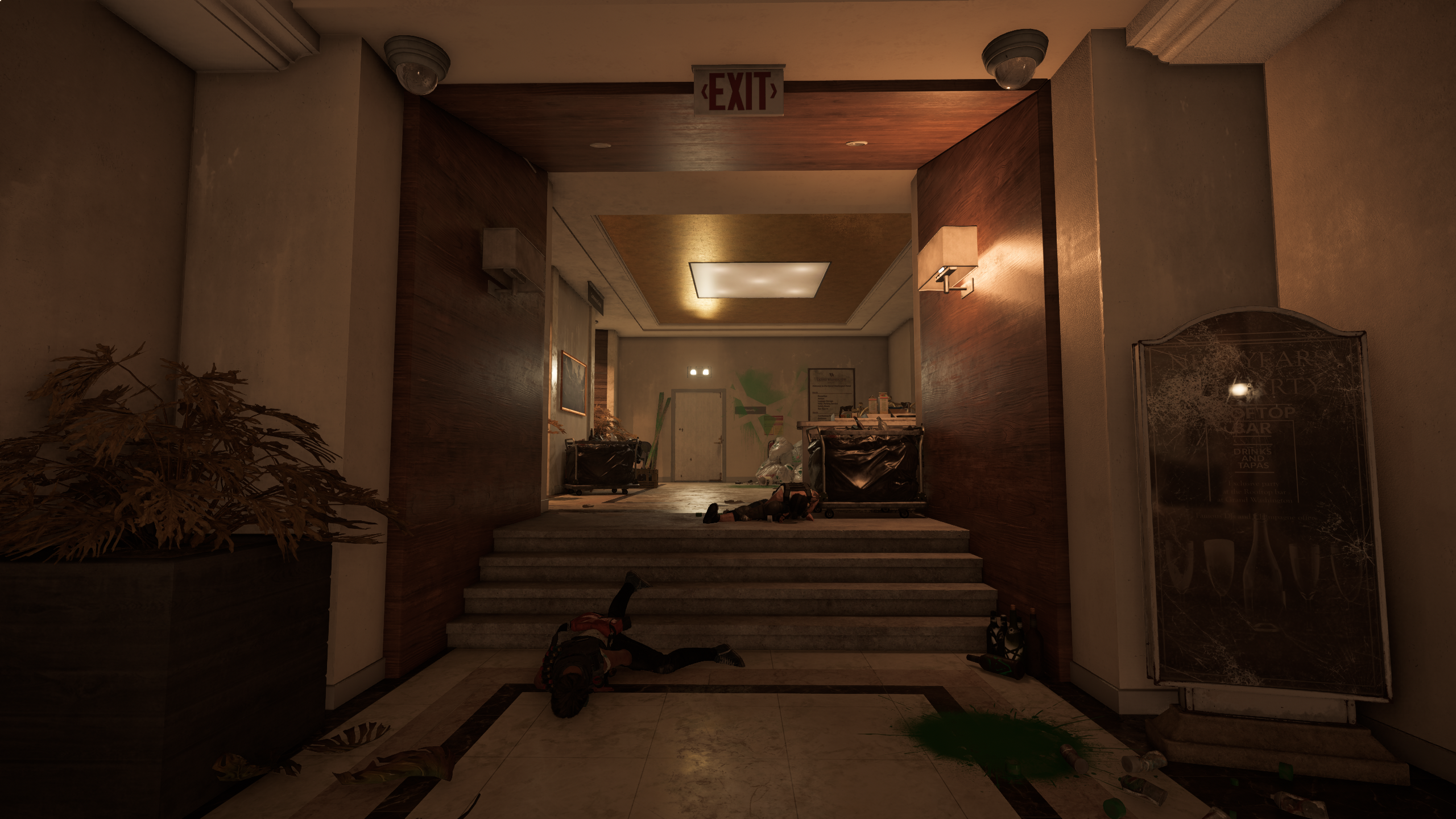 Video game screenshot of a hallway with bodies HD Wallpaper