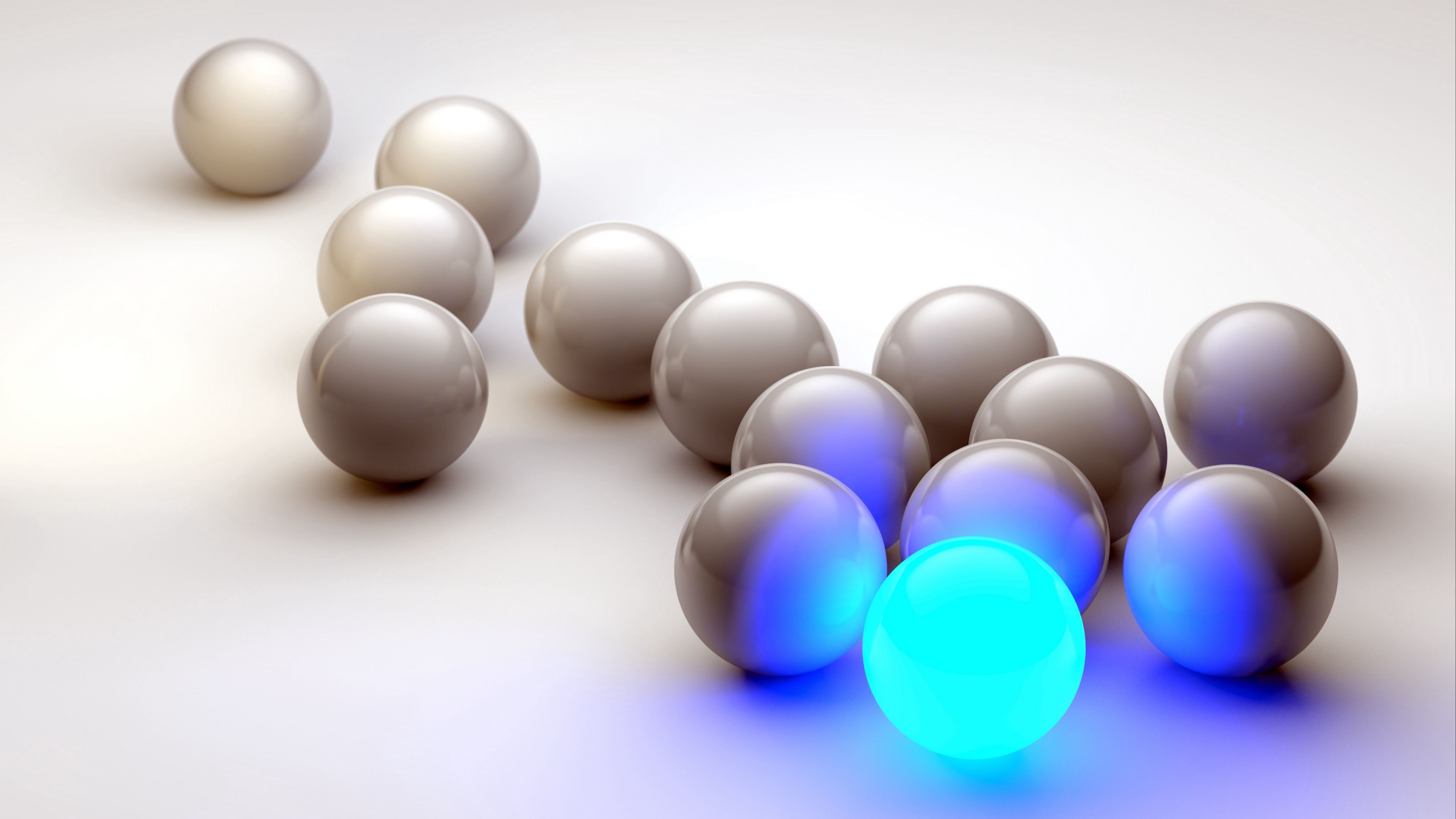 Abstract 3D spheres with neon glow HD Wallpaper