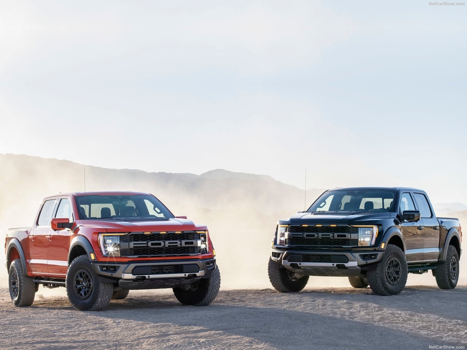 Two Ford F-150 Raptor pickup trucks HD Wallpaper