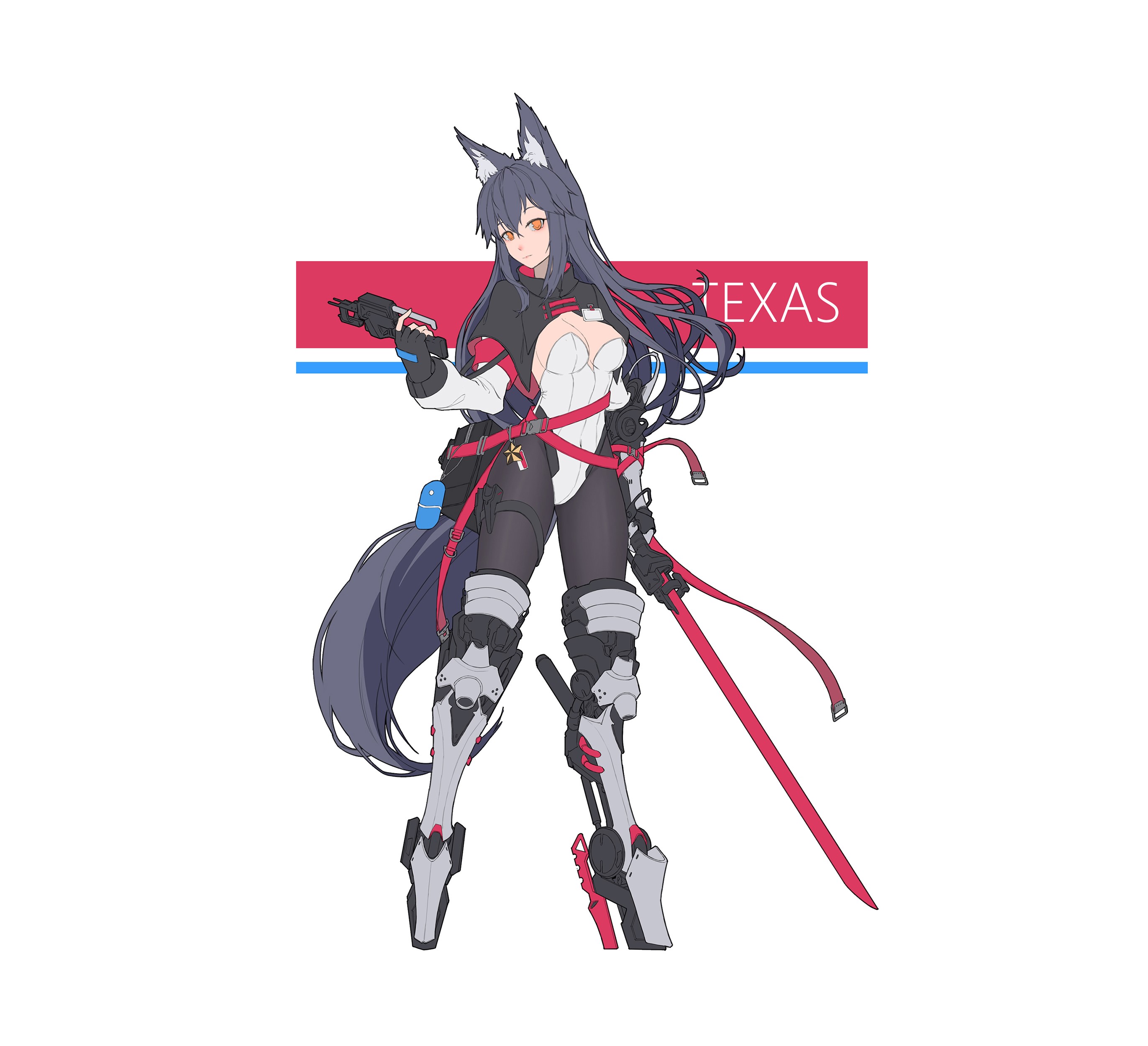 Texas from Arknights holding a gun and sword HD Wallpaper
