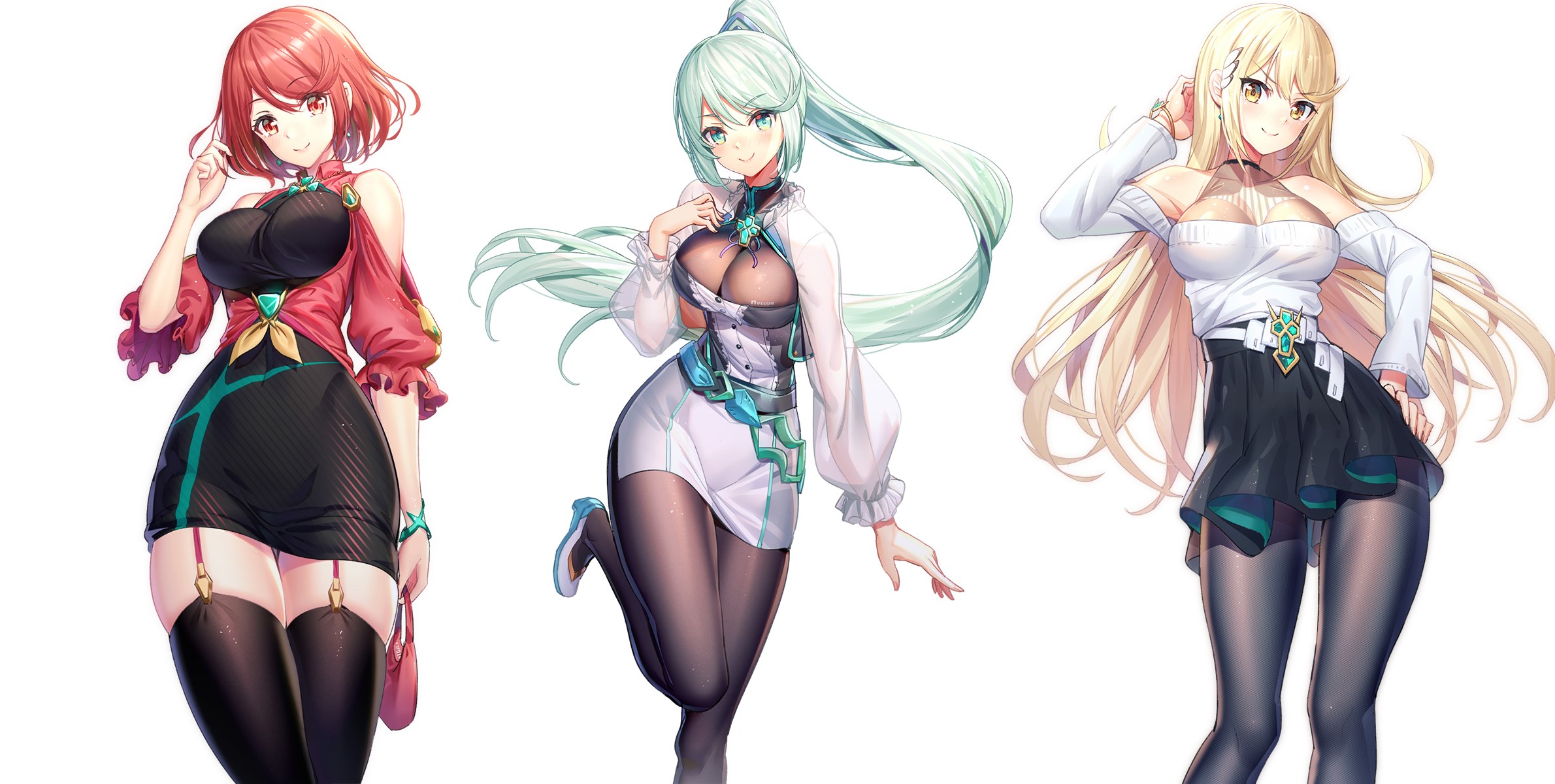 Pyra, Mythra, and Nia from Xenoblade Chronicles 2 HD Wallpaper