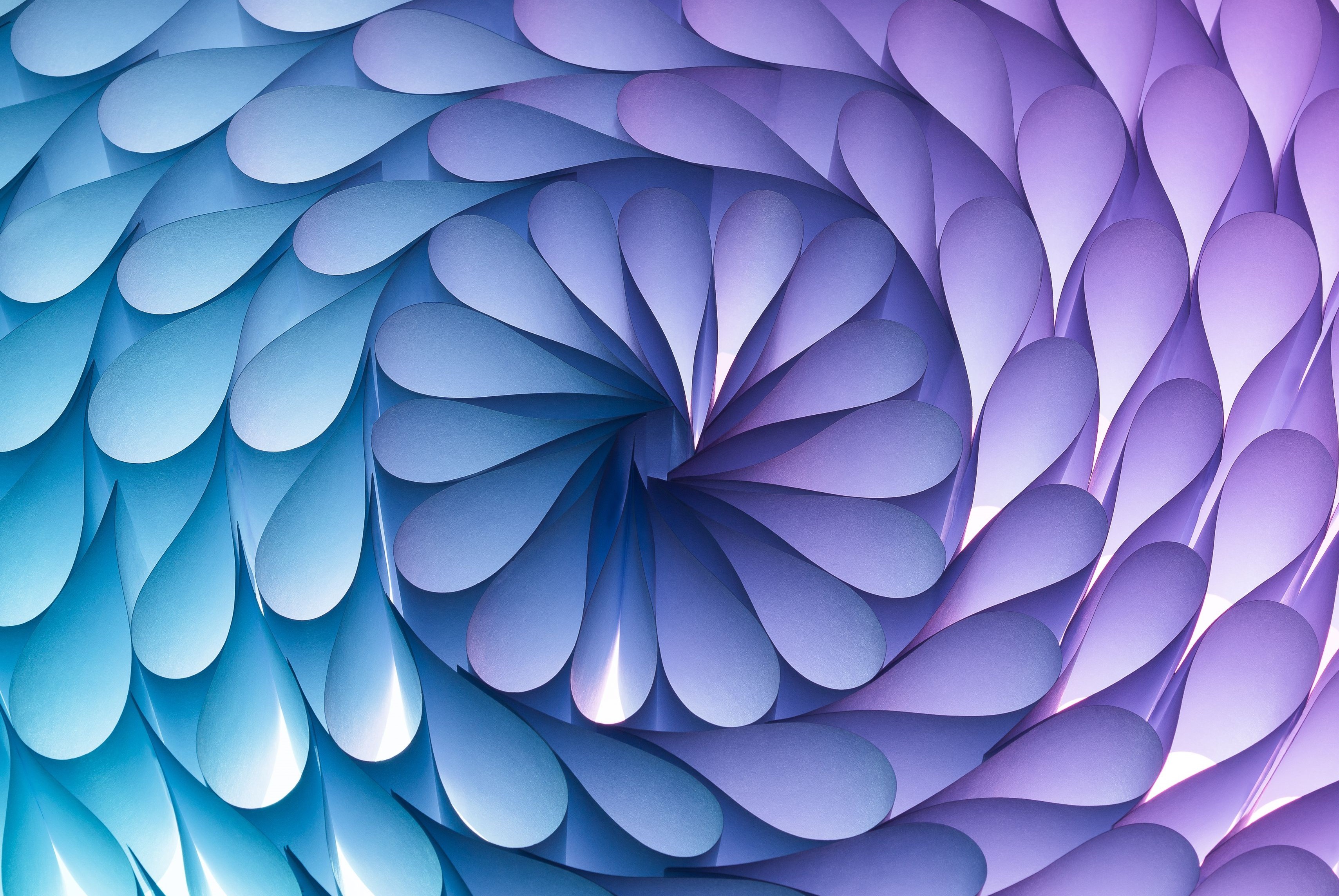 Abstract spiral pattern of colorful paper petals HD Wallpaper