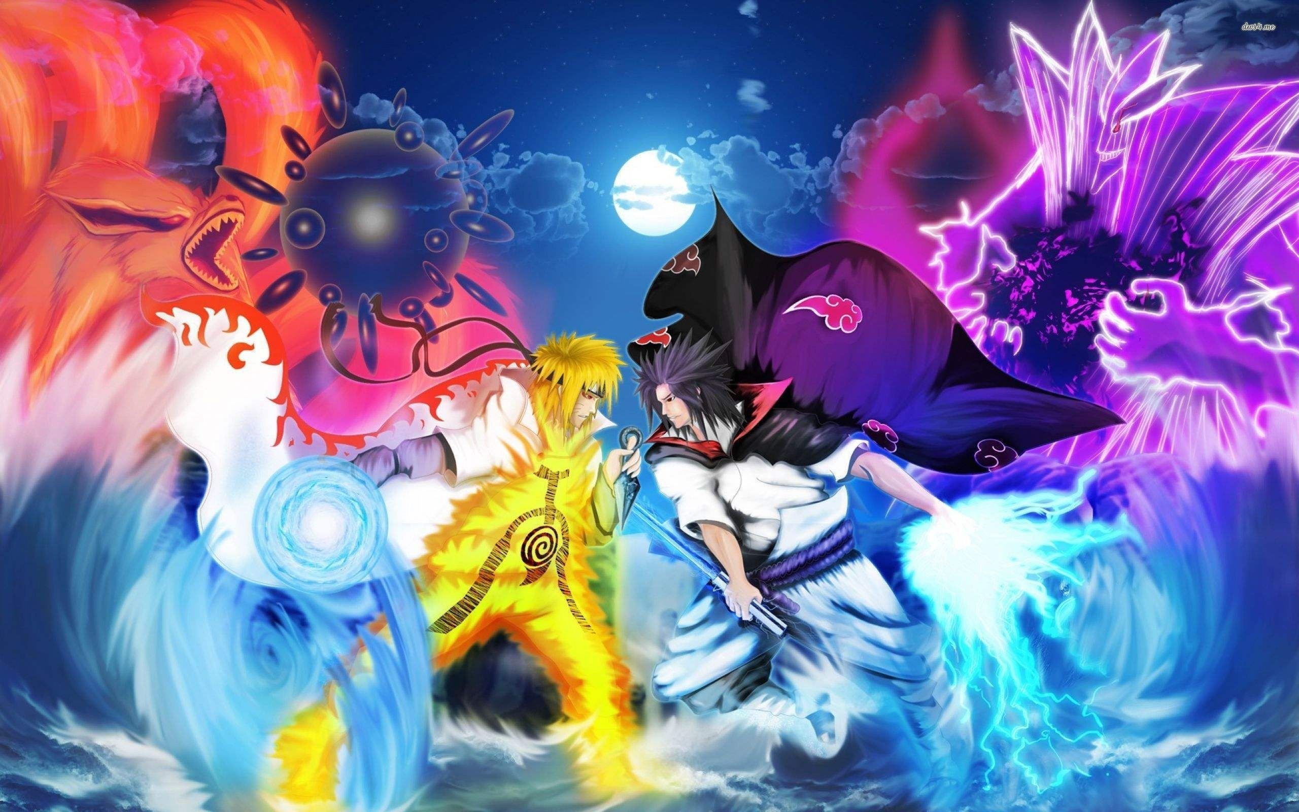 Minato Namikaze and Sasuke Uchiha clashing HD Wallpaper
