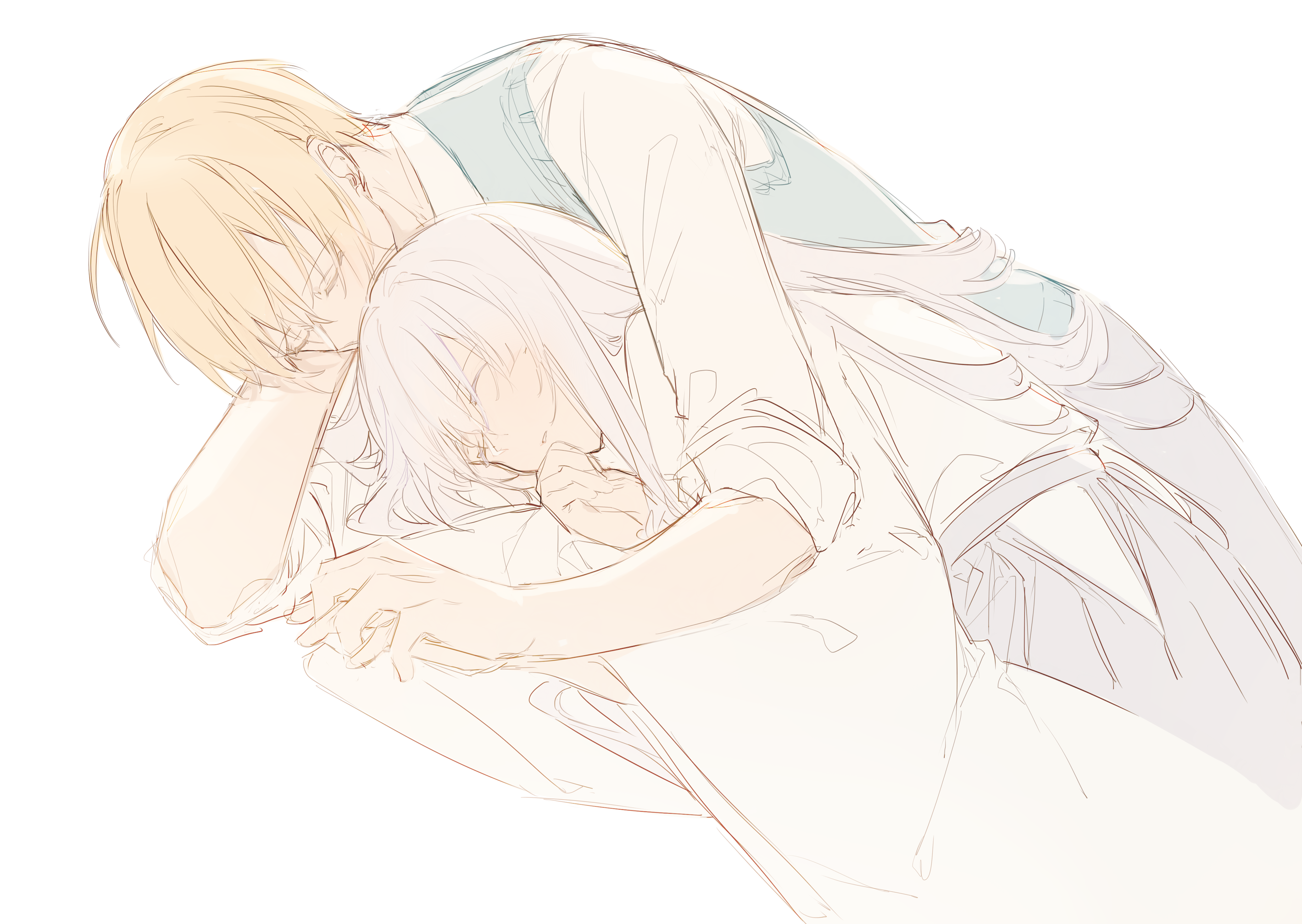 Anime characters sleeping together HD Wallpaper