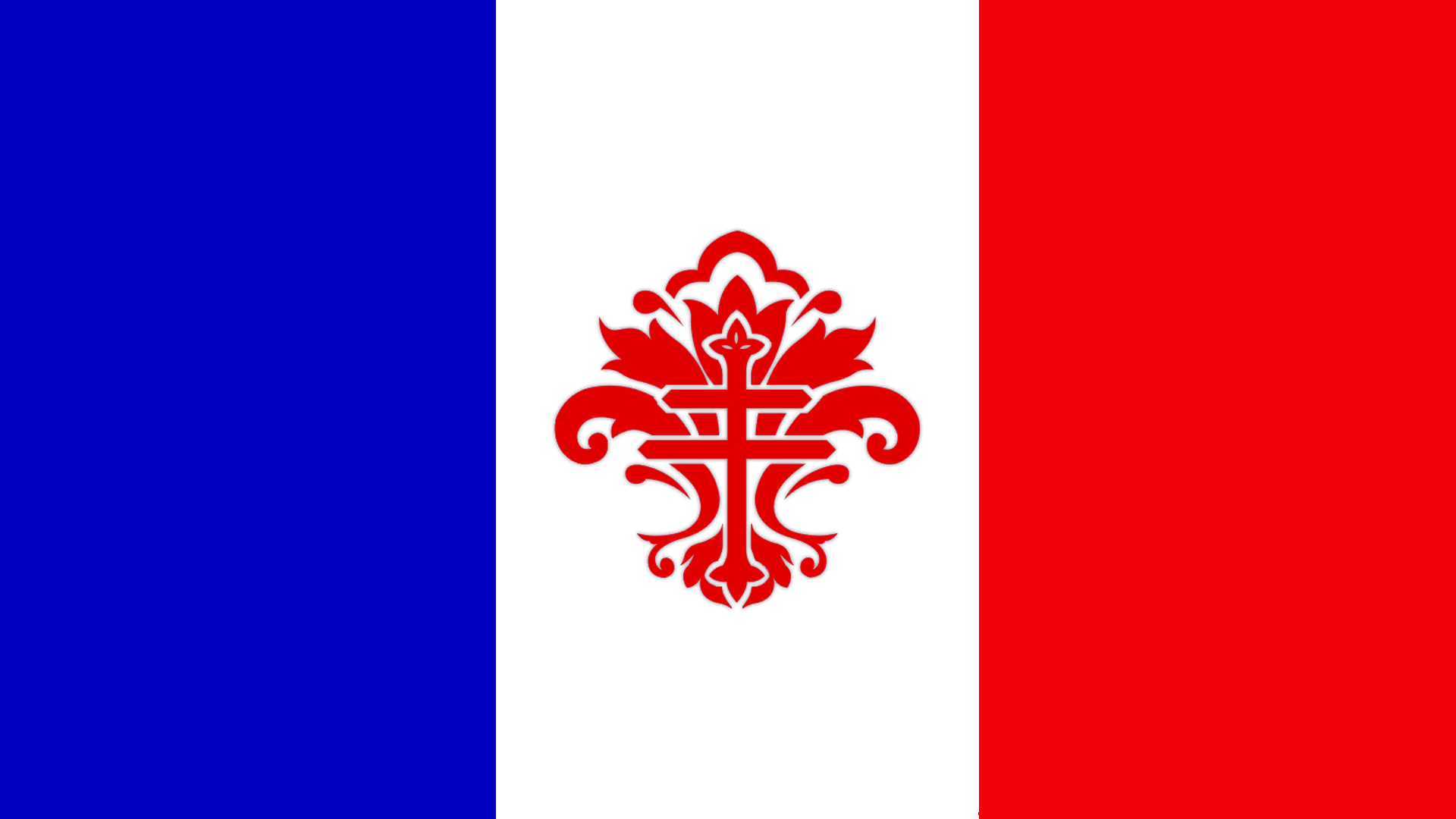 Flag of France with red cross emblem HD Wallpaper