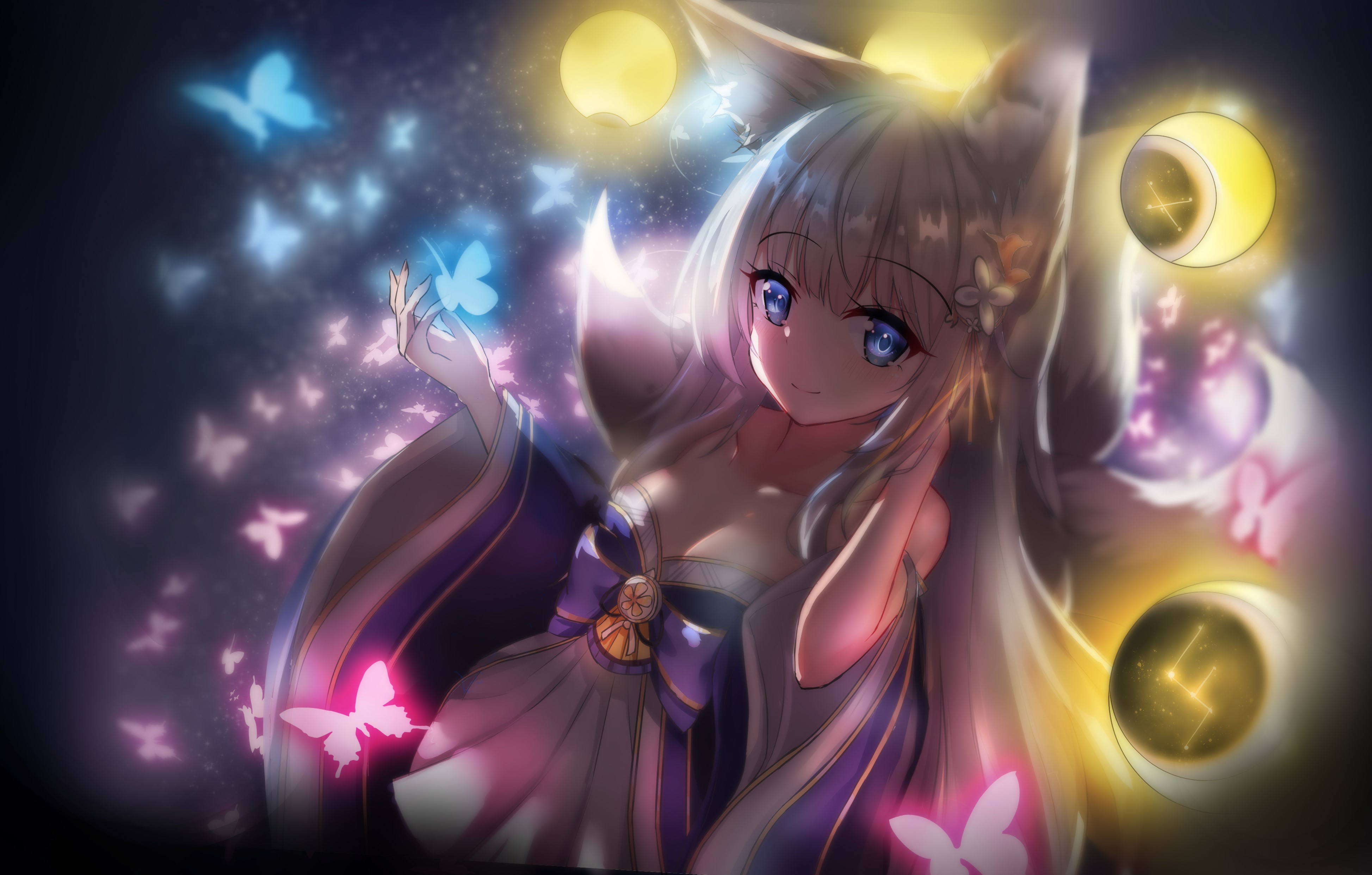 Shinano from Azur Lane with butterflies HD Wallpaper