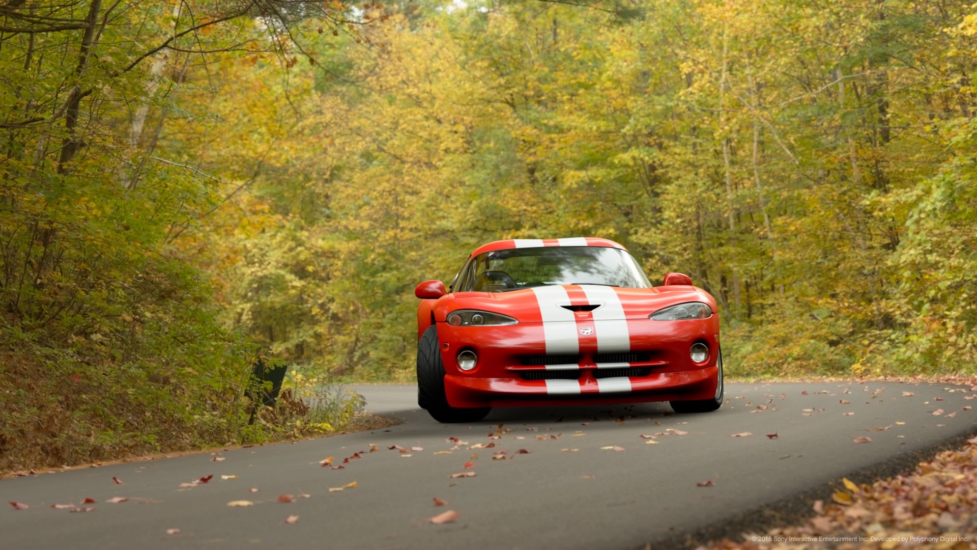 Red Dodge Viper from Gran Turismo on a road HD Wallpaper