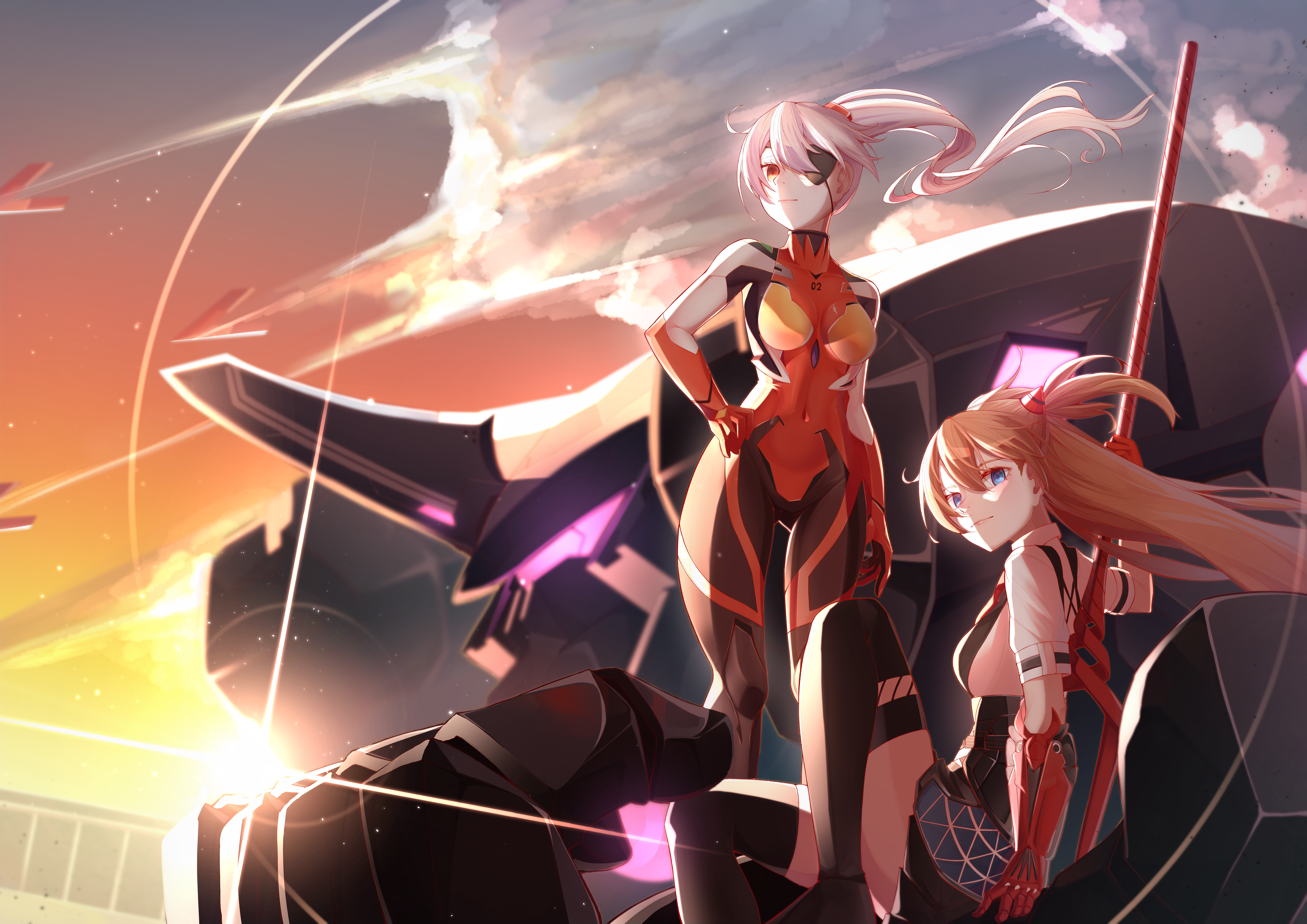 Asuka Langley Soryu and another girl from Neon Genesis Evangelion HD Wallpaper