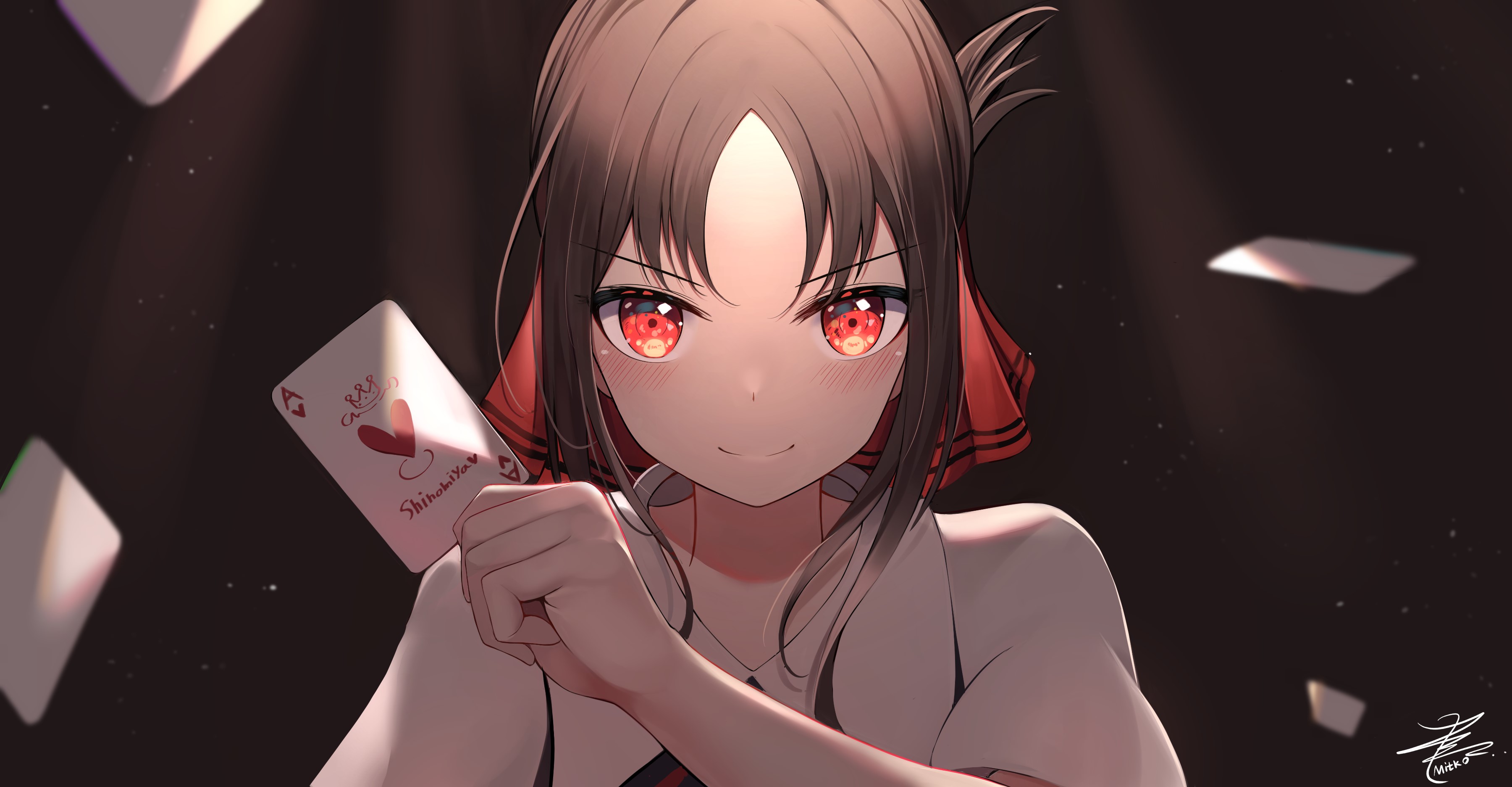 Kaguya-Sama Shinomiya Kaguya with Playing Card HD Wallpaper