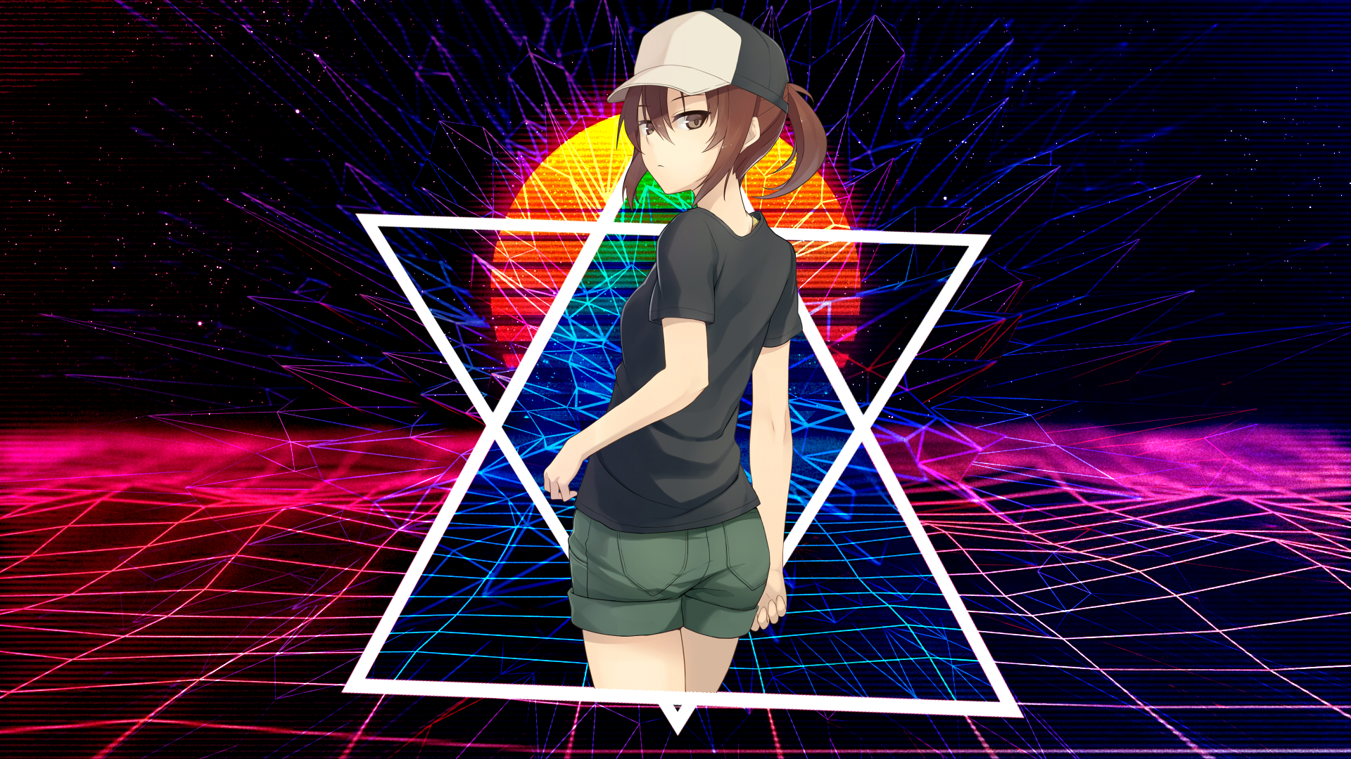 Misaka Mikoto from To Aru Majutsu no Index Retrowave HD Wallpaper