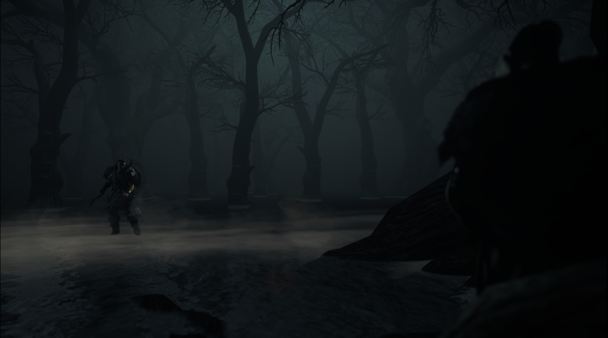 Eivor from Assassins Creed Valhalla in a foggy forest HD Wallpaper